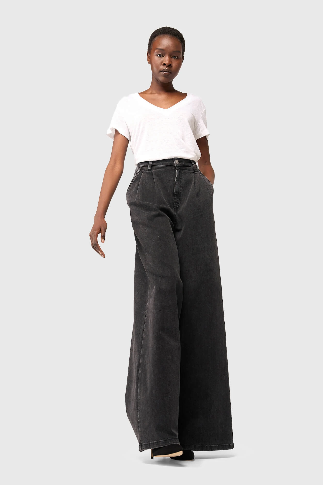 Jeans mit weitem Bein für Damen, Dollar, schwarz, Größe 410
