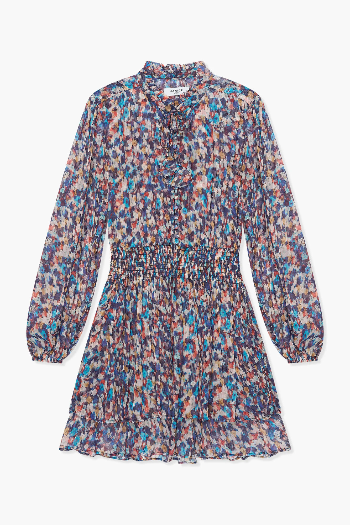 Jurkje Print Elastiek Viscose Lurex Ari Blauw