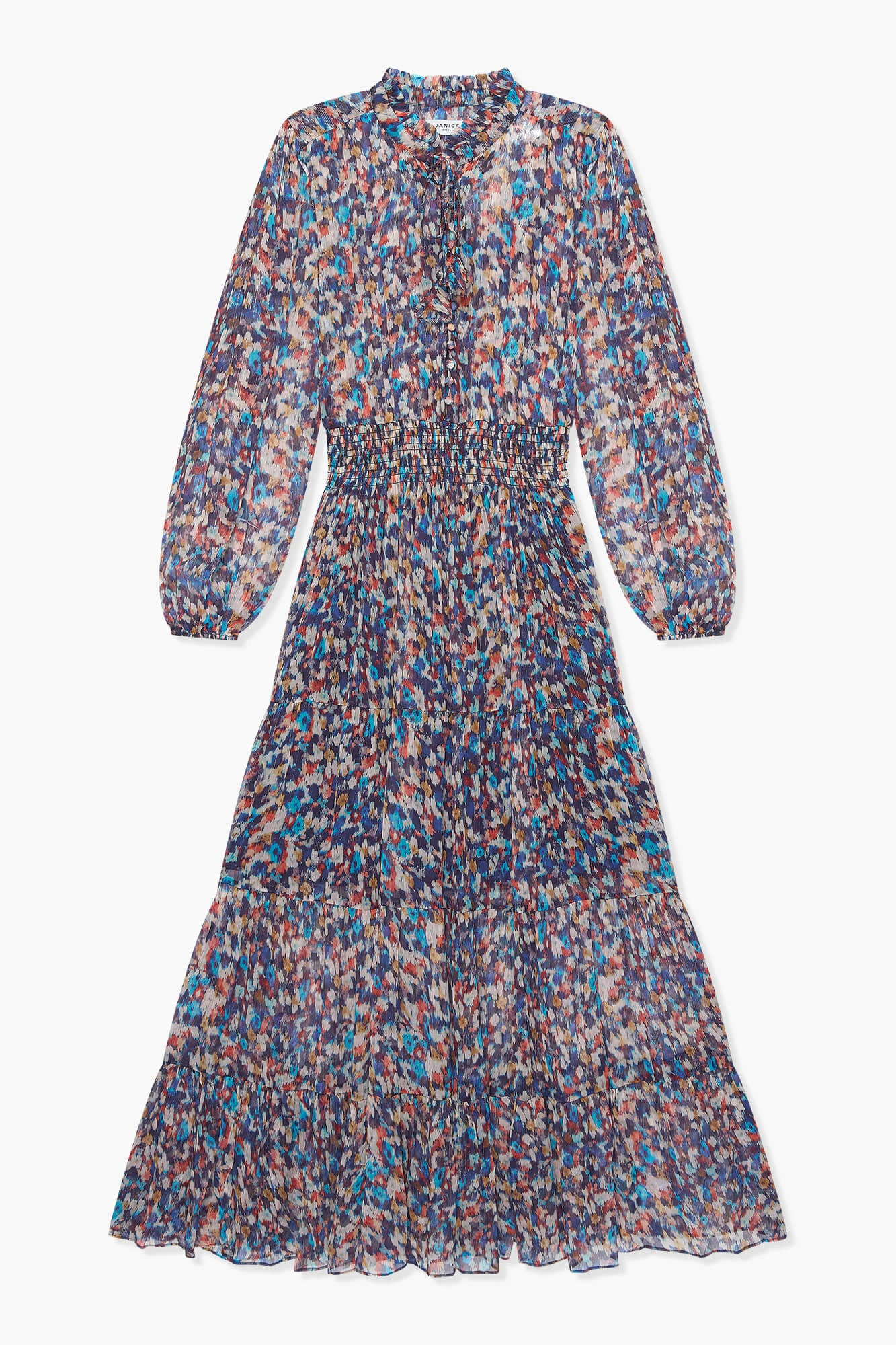 Jurk Lang Print Elastiek Walter Blauw