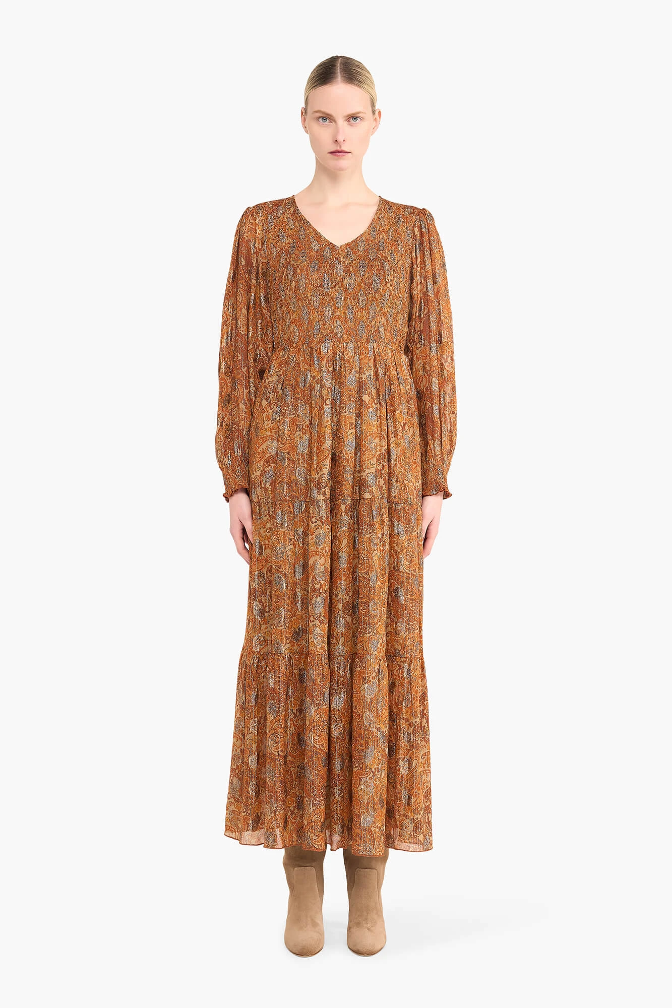 Long Lurex Smog Finn Paisley Dress