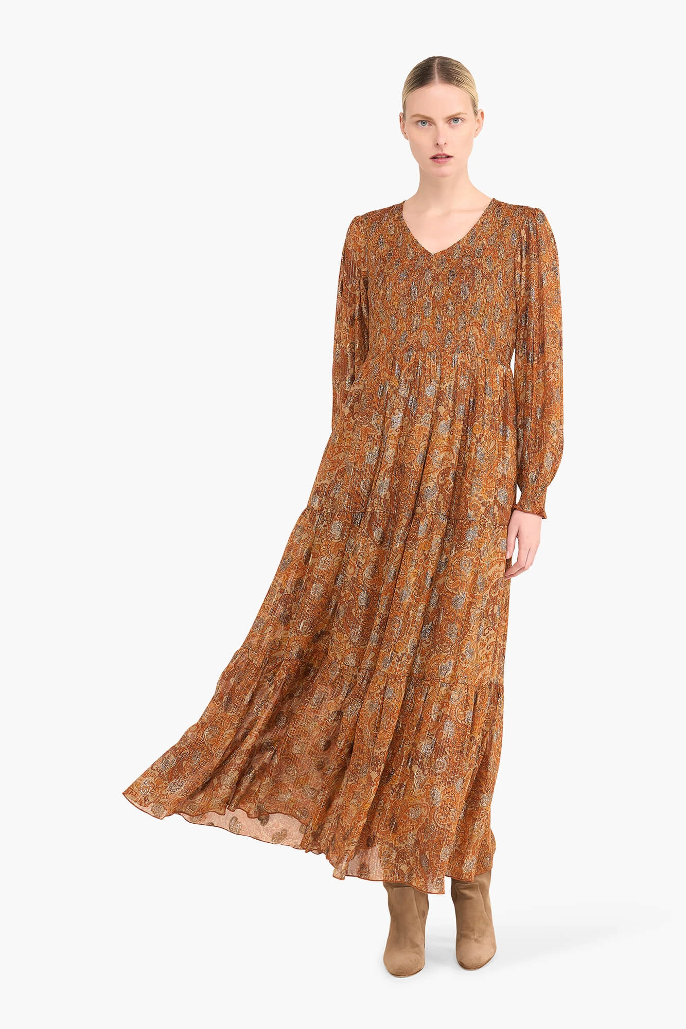 Long Lurex Smog Finn Paisley Dress