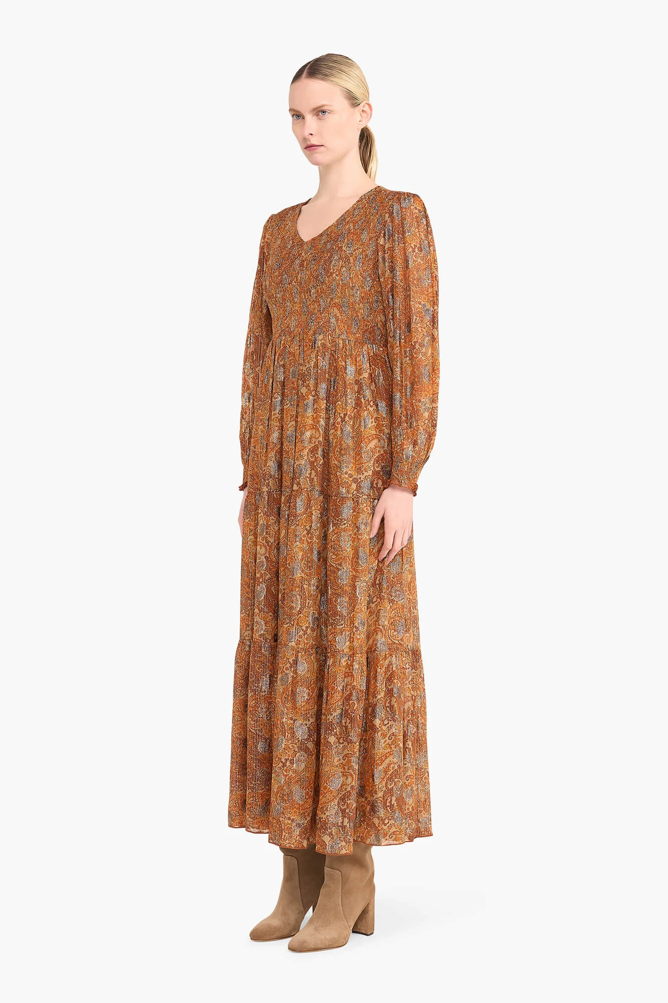 Long Lurex Smog Finn Paisley Dress