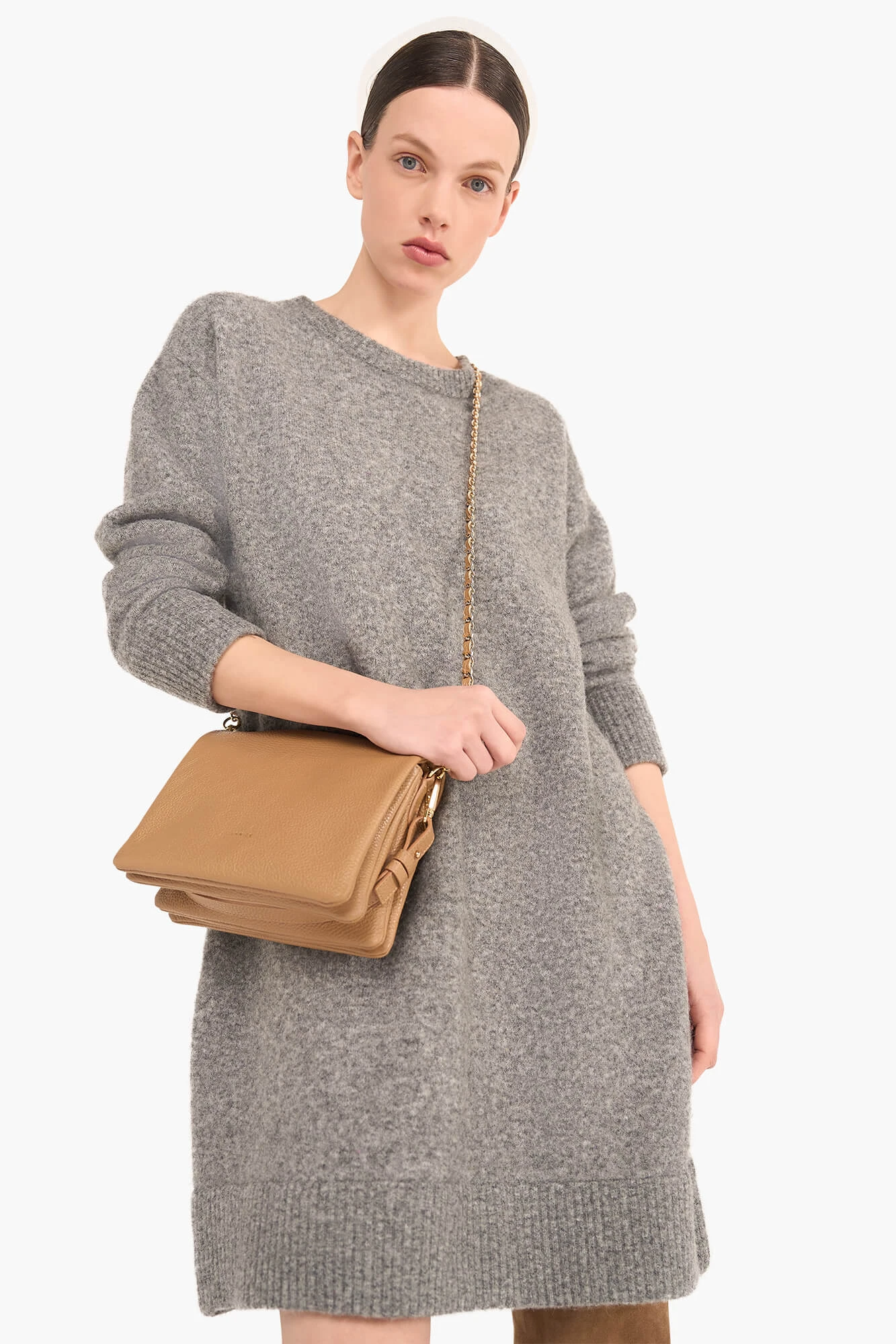 Jurk Gebreid Soft Merino Mix Wesley Grijs