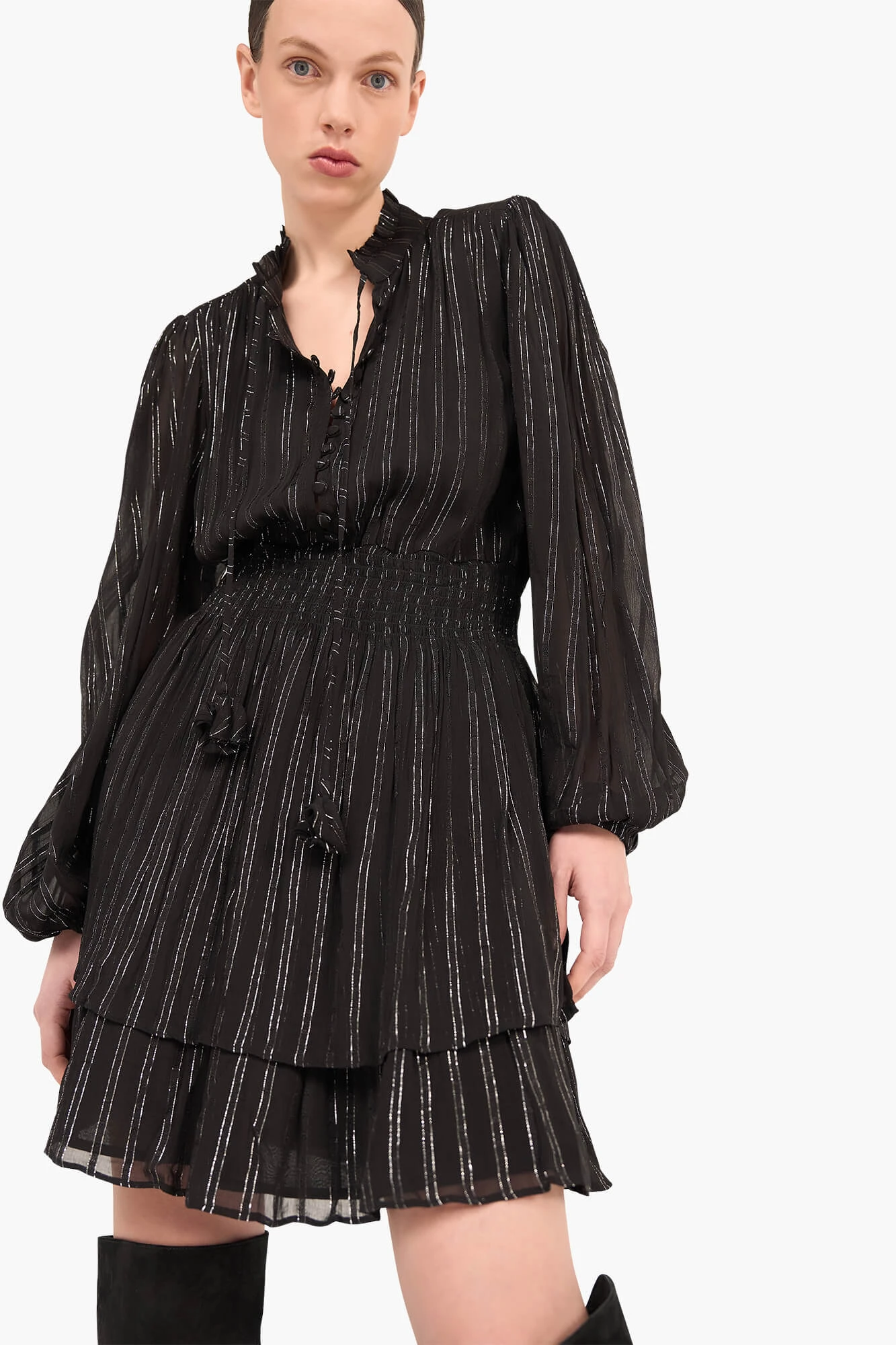 Jurk Zwart Elastiek Lurex Ari