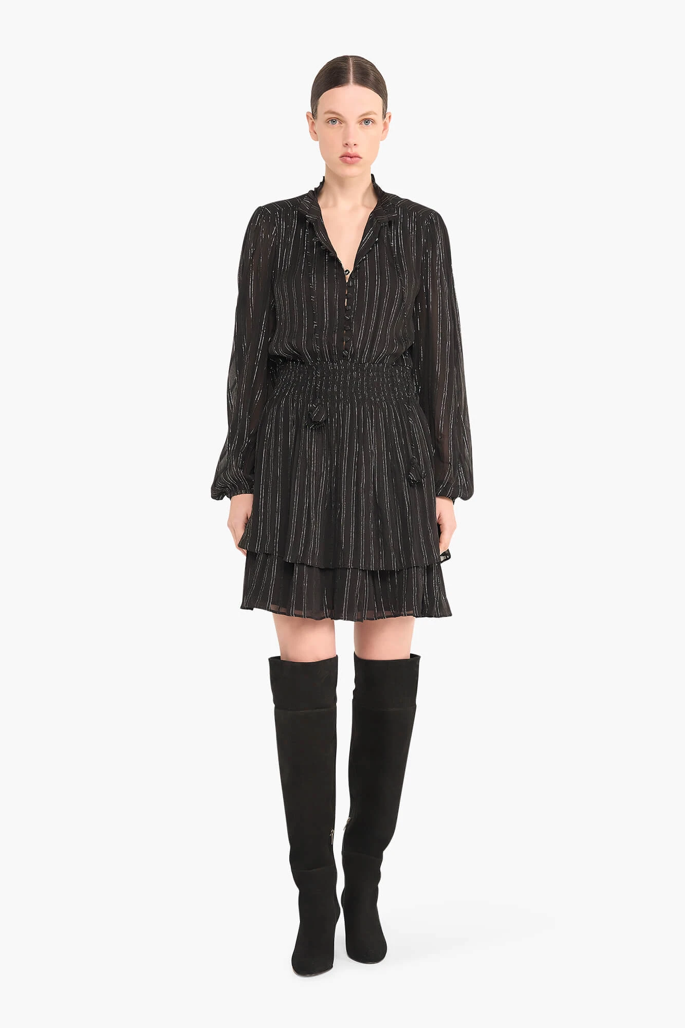 Jurk Zwart Elastiek Lurex Ari