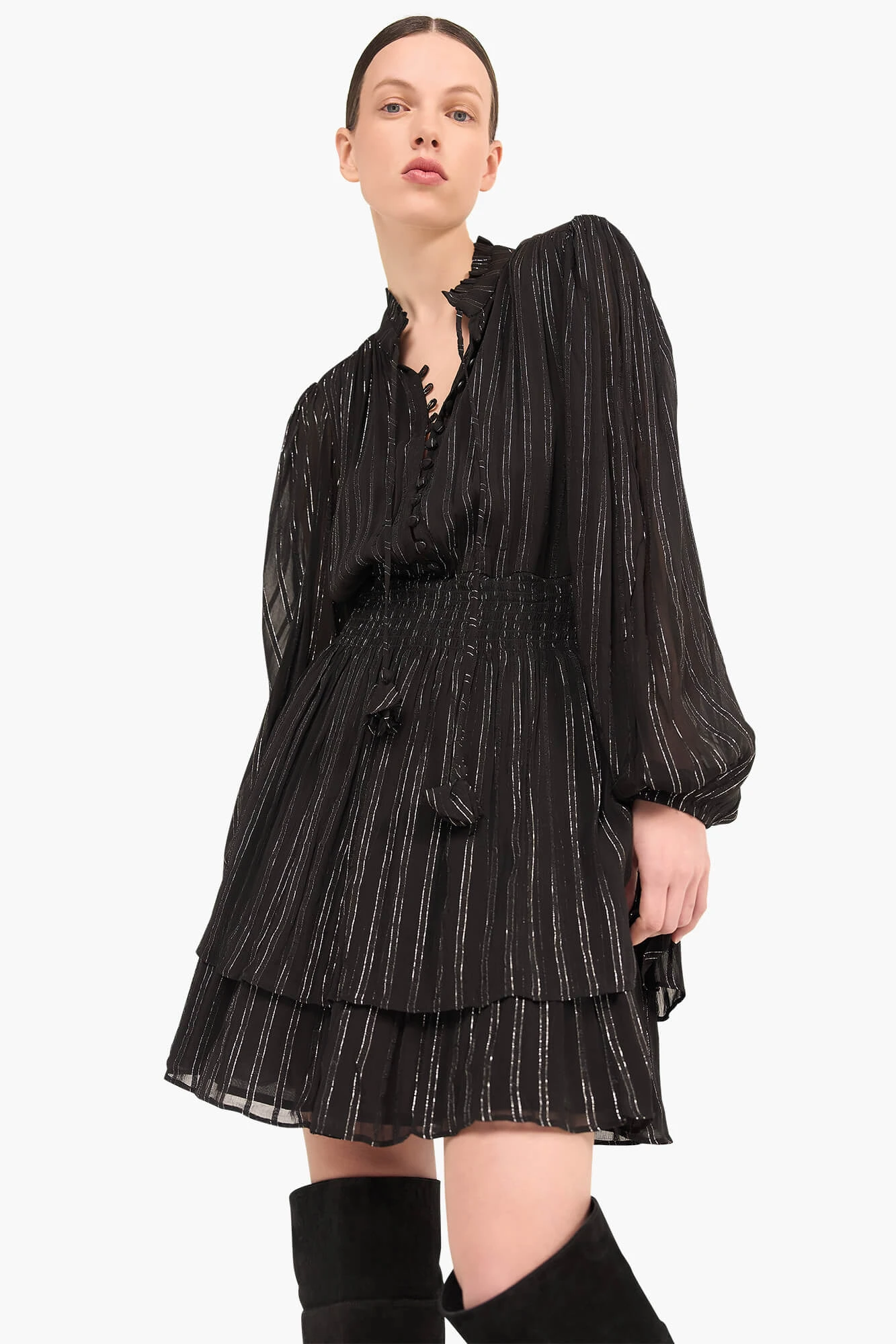 Jurk Zwart Elastiek Lurex Ari