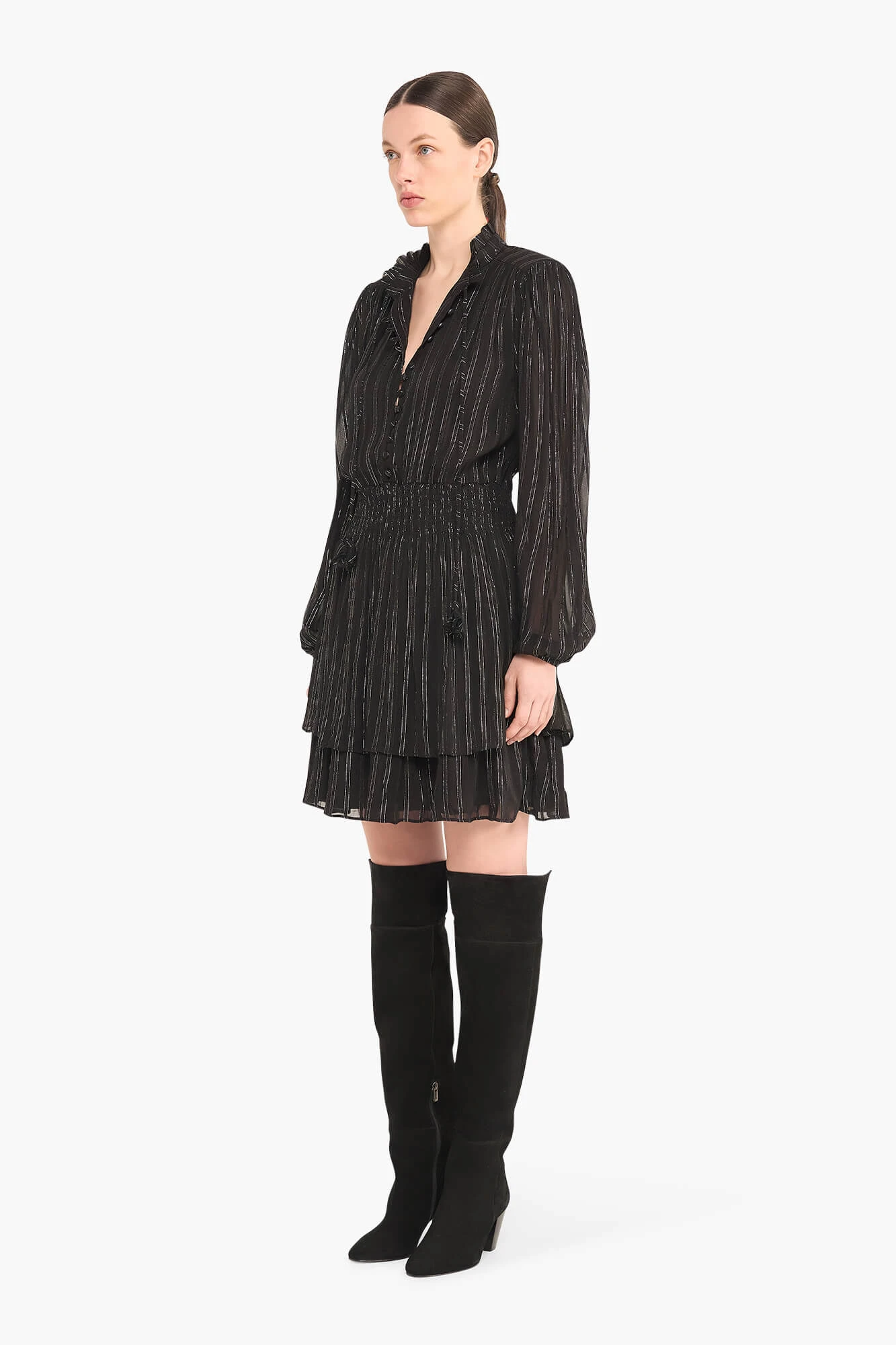 Jurk Zwart Elastiek Lurex Ari