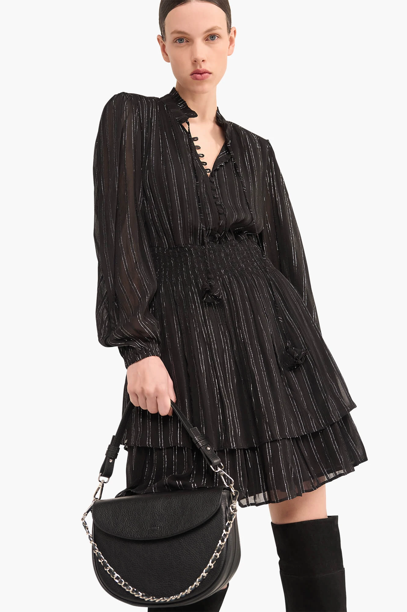Jurk Zwart Elastiek Lurex Ari