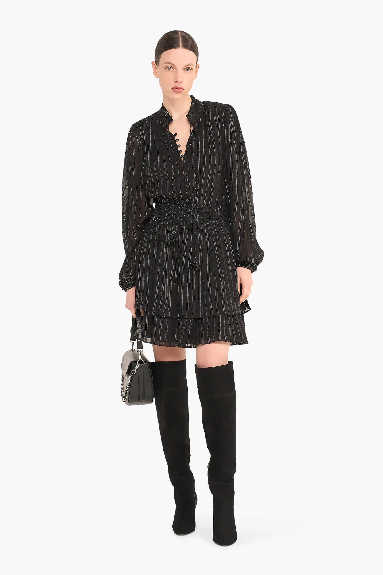 Jurk Zwart Elastiek Lurex Ari