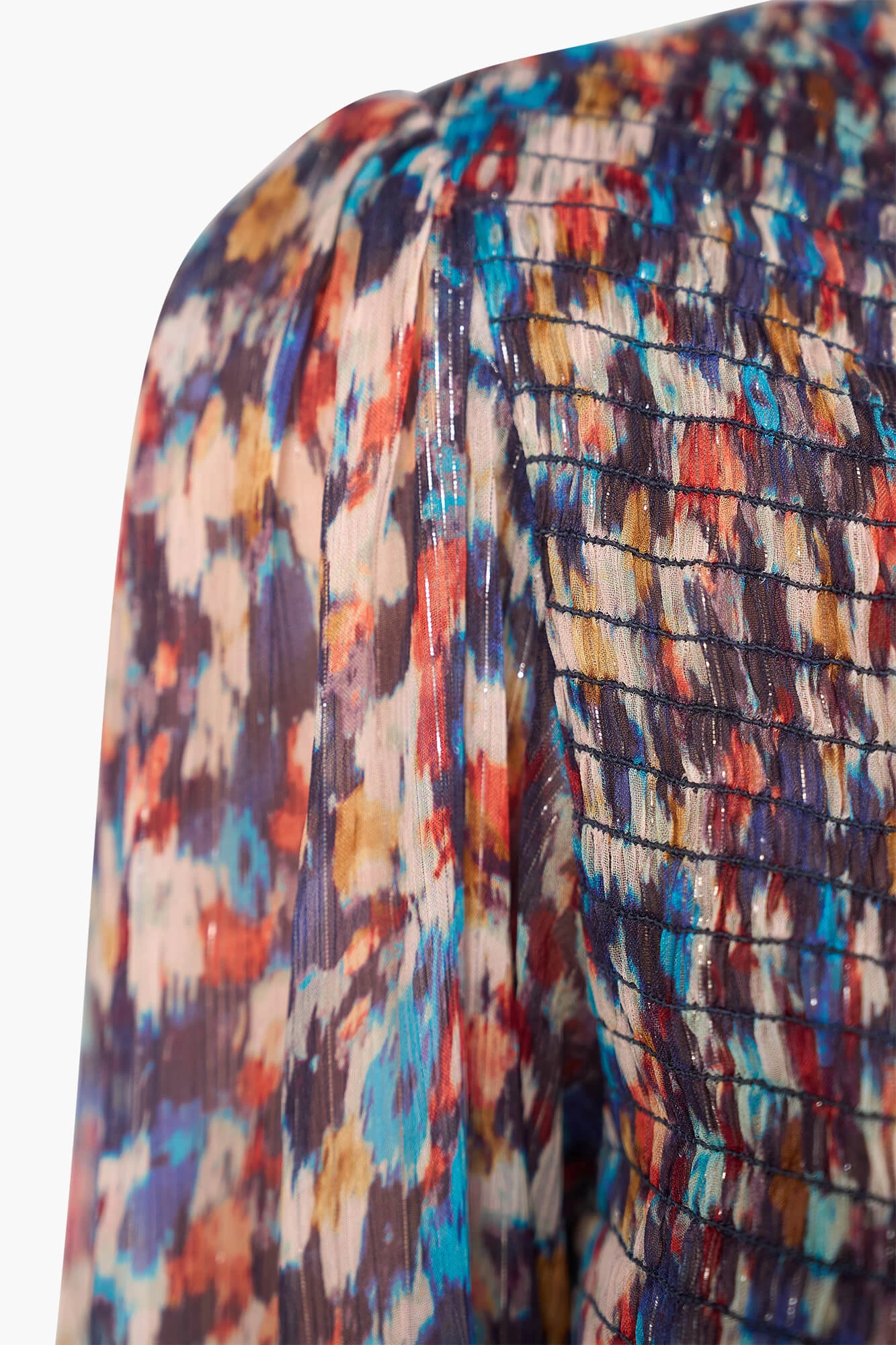 Long Printed Dress in Smog and Finn Blue