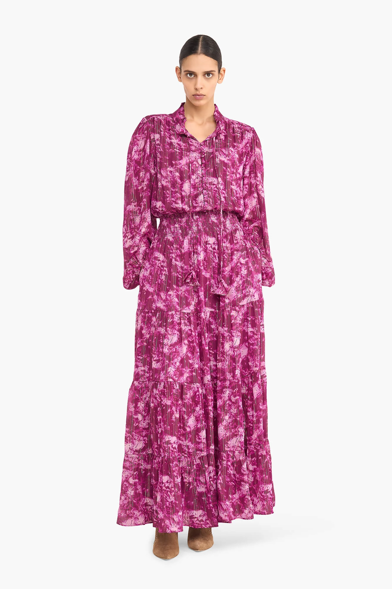 Langes Kleid mit Lurex-Print, Walter, lila