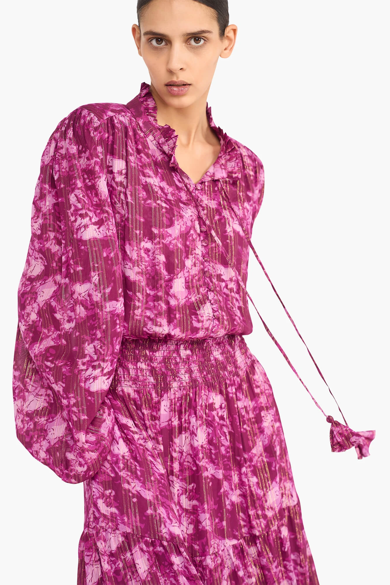 Langes Kleid mit Lurex-Print, Walter, lila