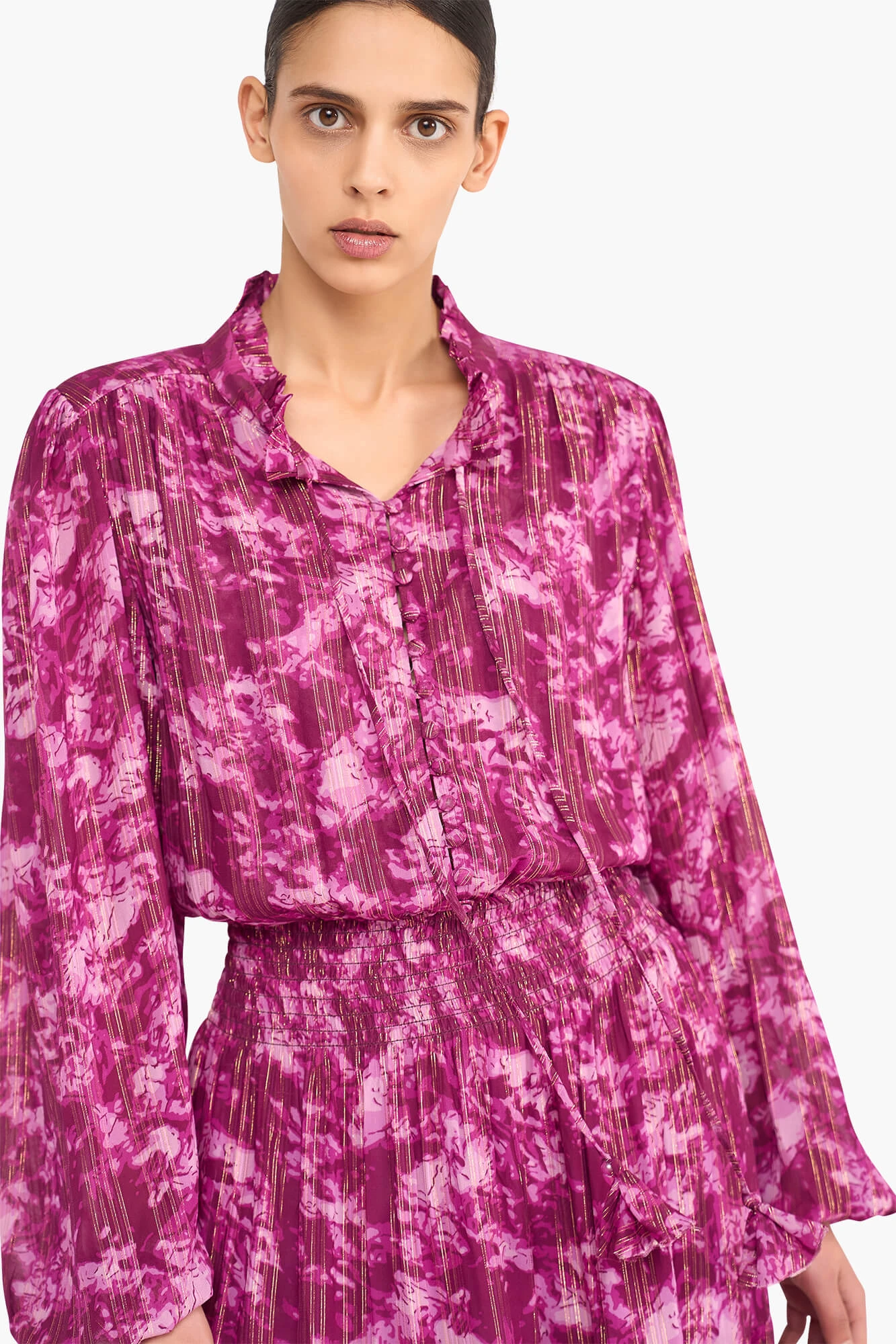 Langes Kleid mit Lurex-Print, Walter, lila