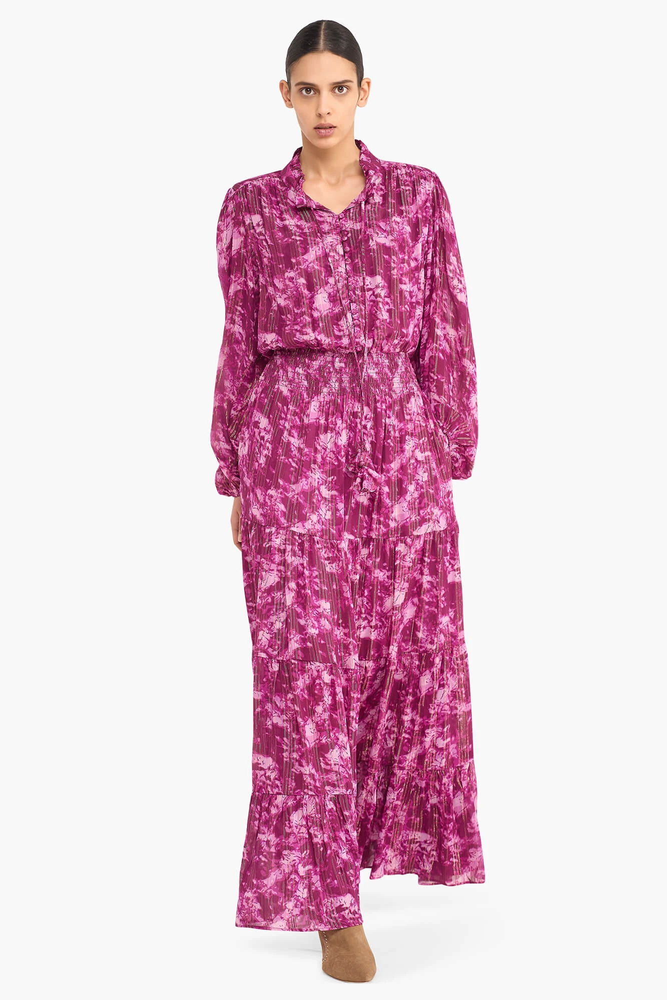 Langes Kleid mit Lurex-Print, Walter, lila