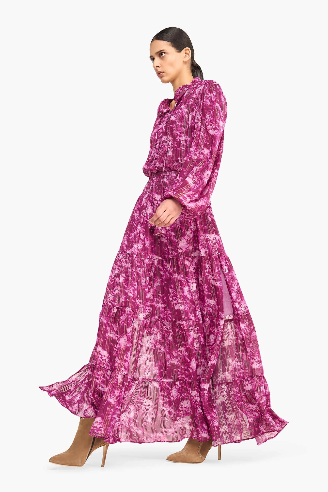 Langes Kleid mit Lurex-Print, Walter, lila