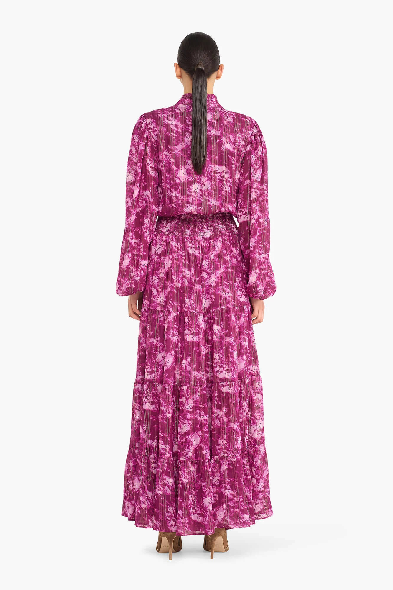 Langes Kleid mit Lurex-Print, Walter, lila