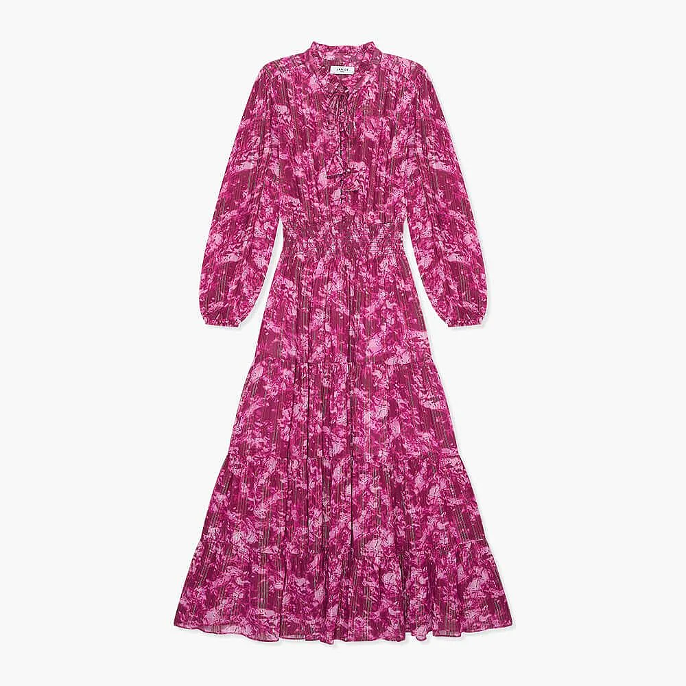 Jurk Lang Print Lurex Walter Paars