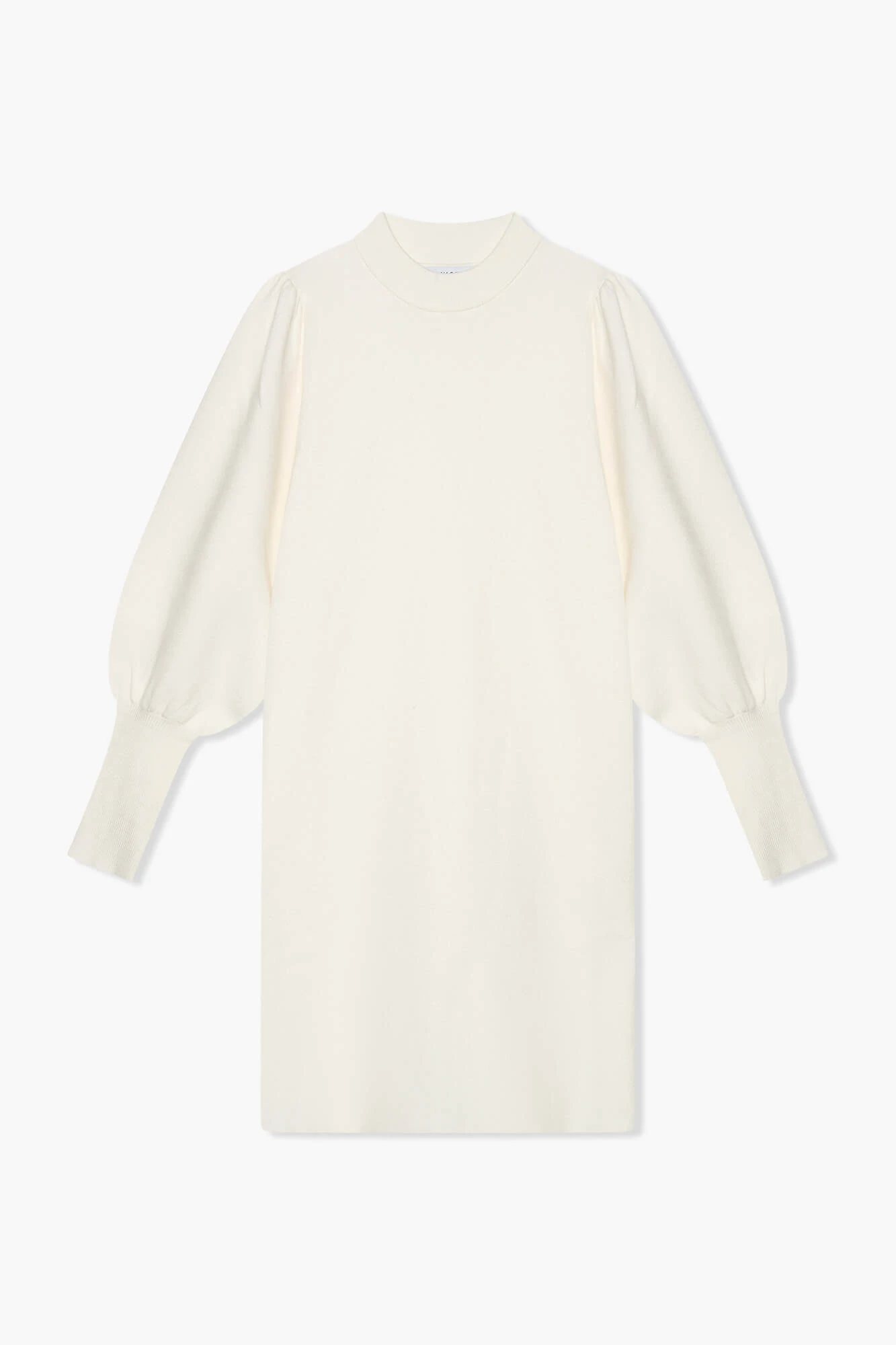 Jurk Gebreid Pof Mouw Viscose Clay Off White