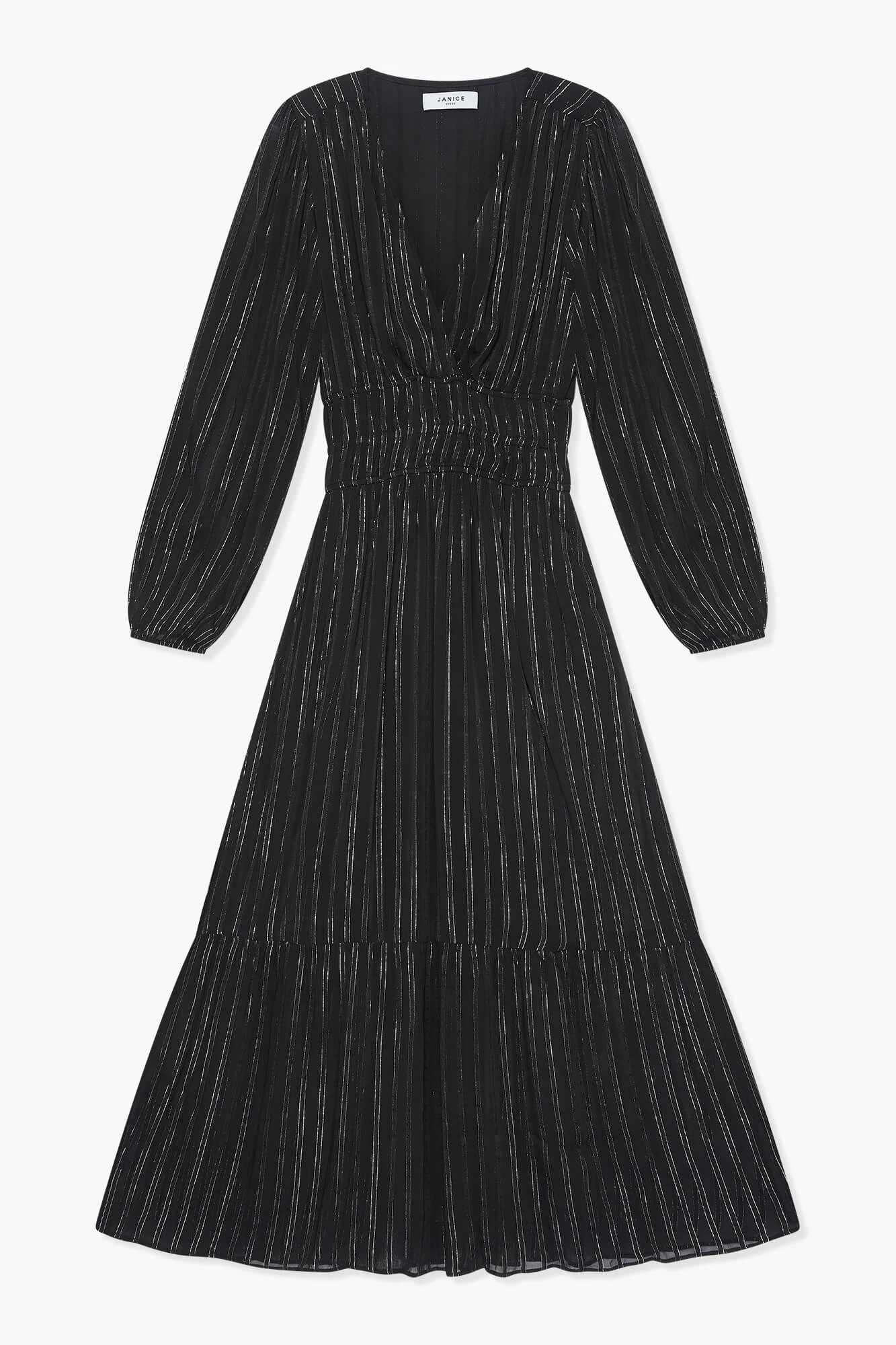 Long Lurex Stretch Dress, Milan, Black