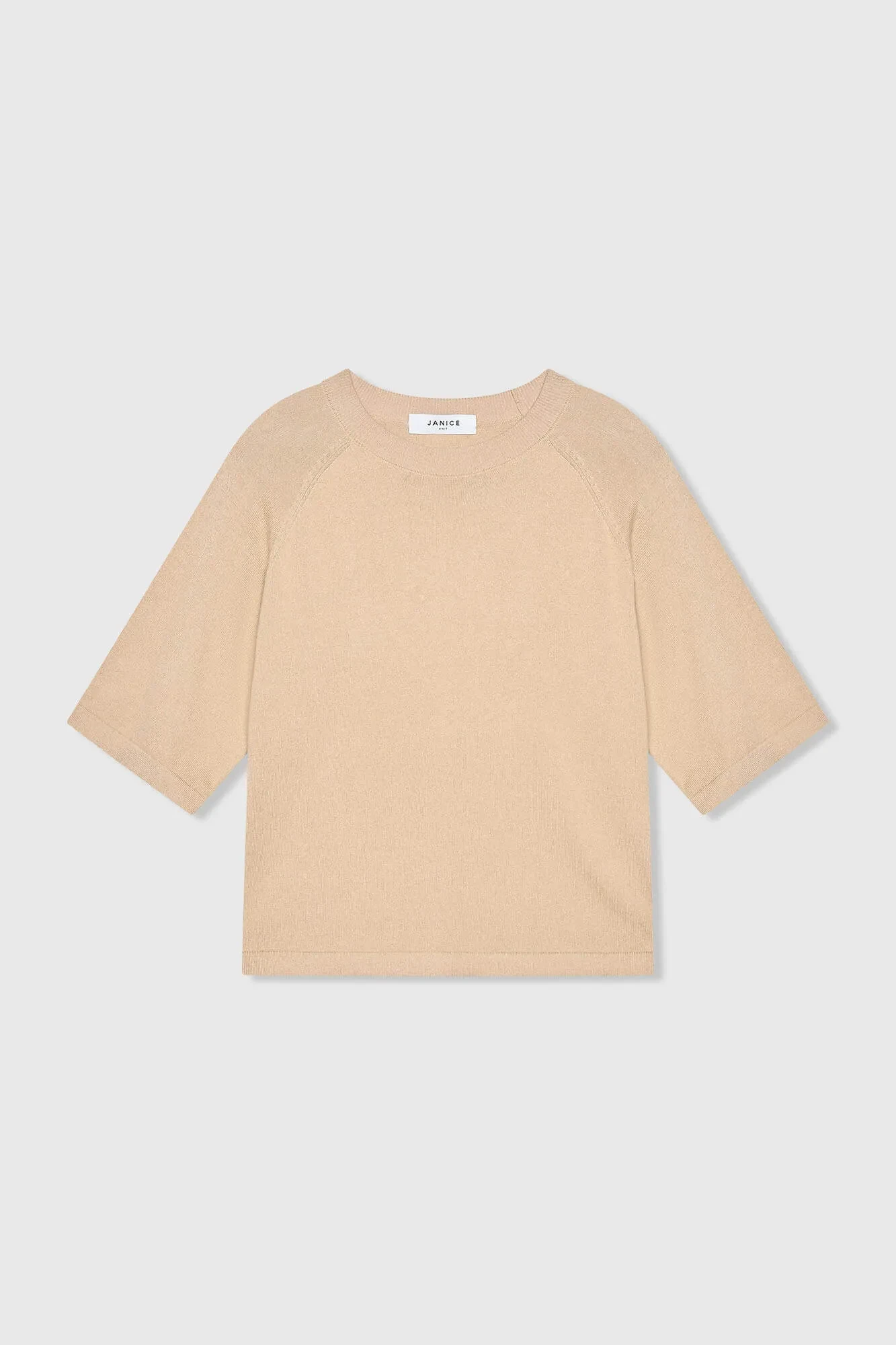 Cotton-Cashmere Knit Sweater in Moss Beige