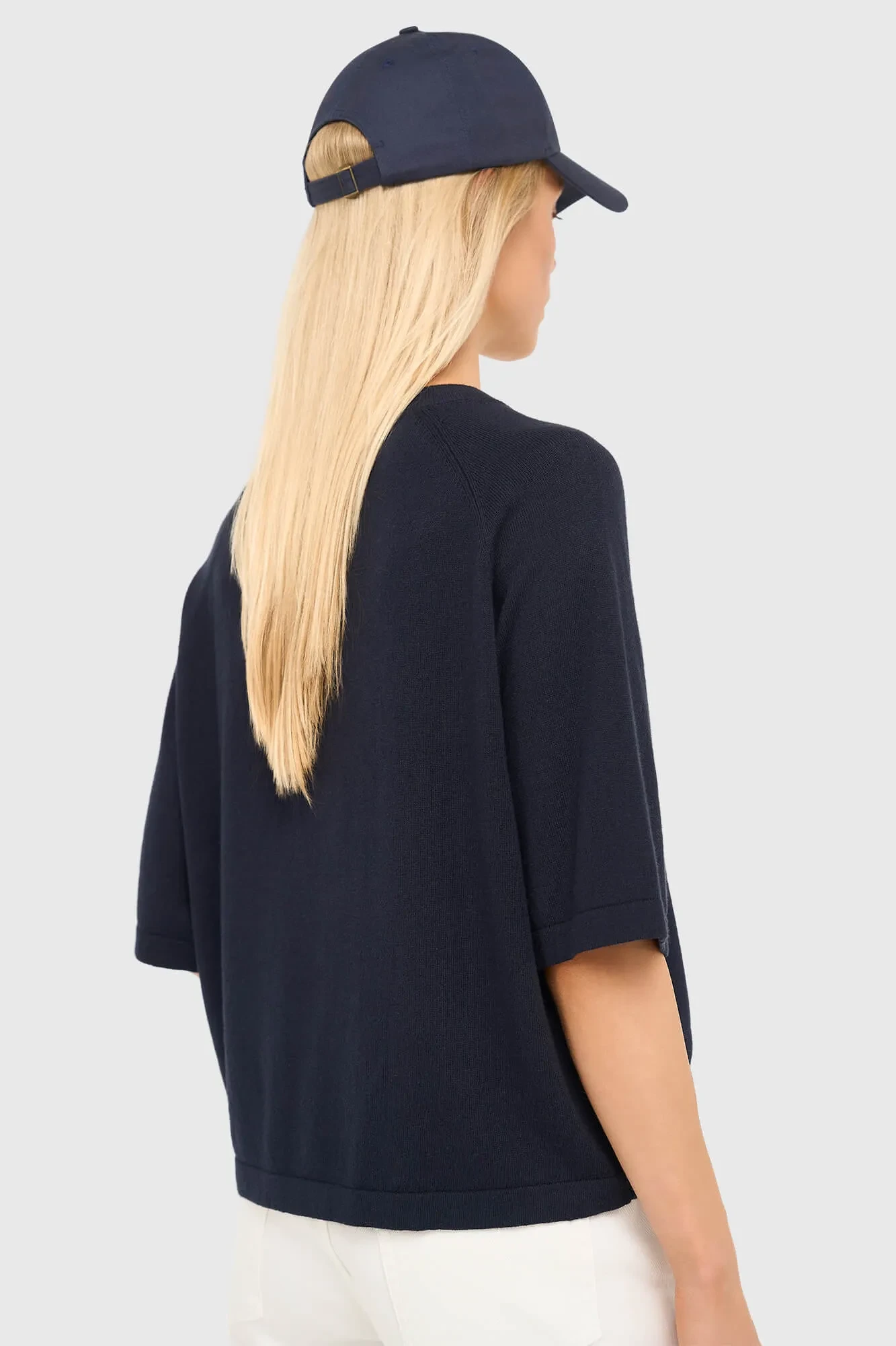 Cotton-Cashmere Knit Sweater in Moss Blue
