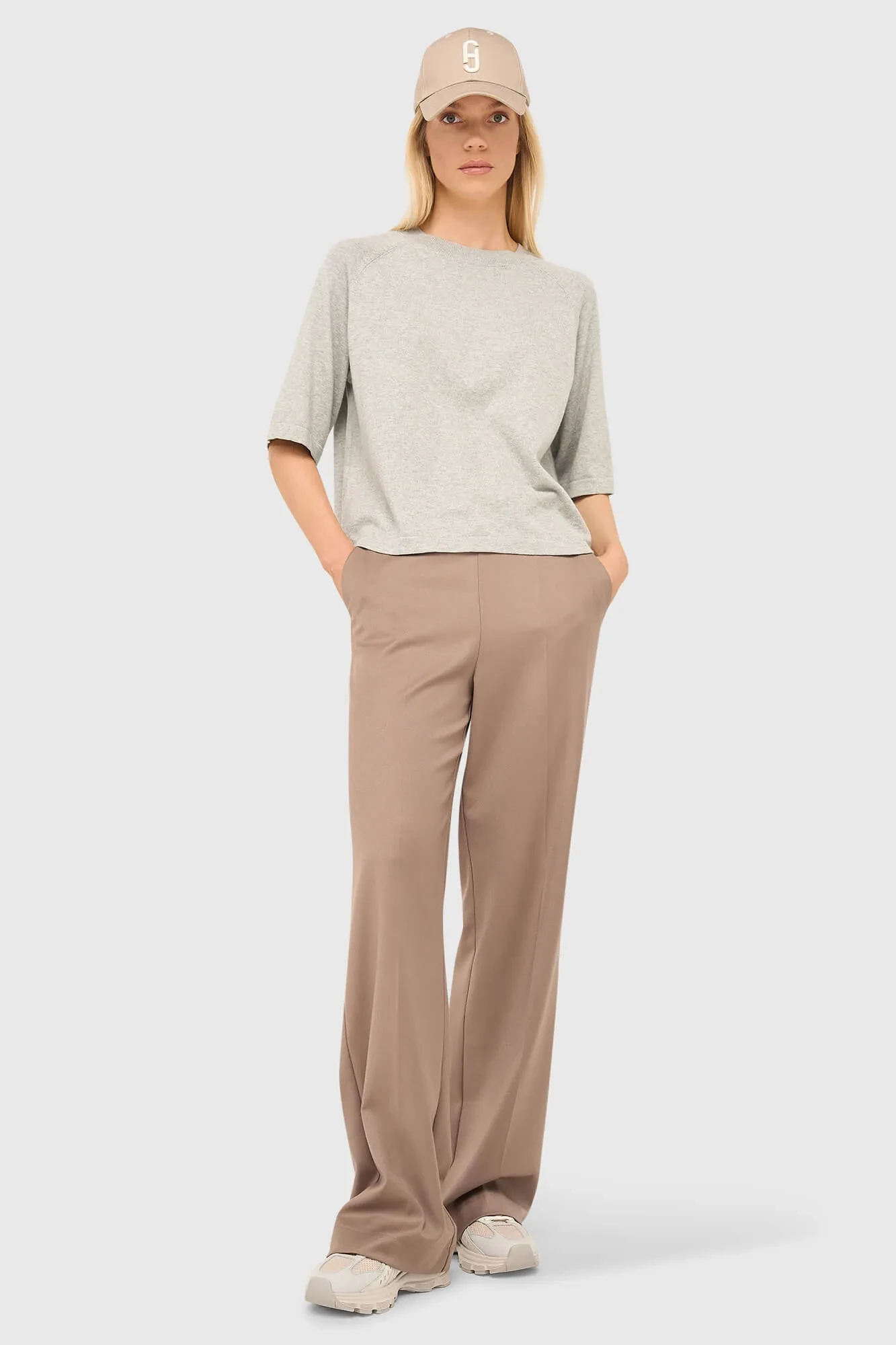 Katoen Cashmere Gebreid Truitje Moss Grijs