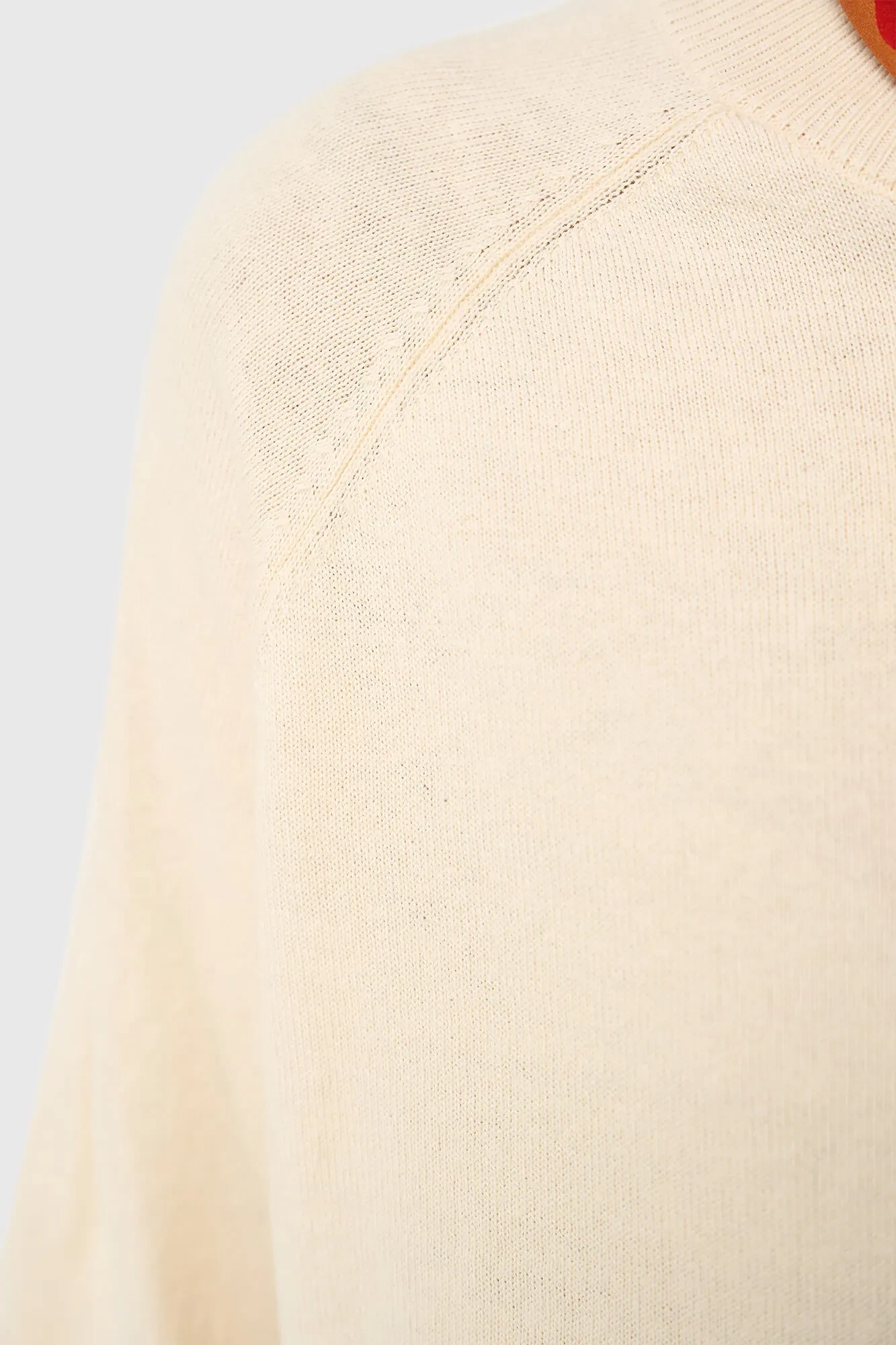 Cotton-Cashmere Knit Sweater in Moss Off-White