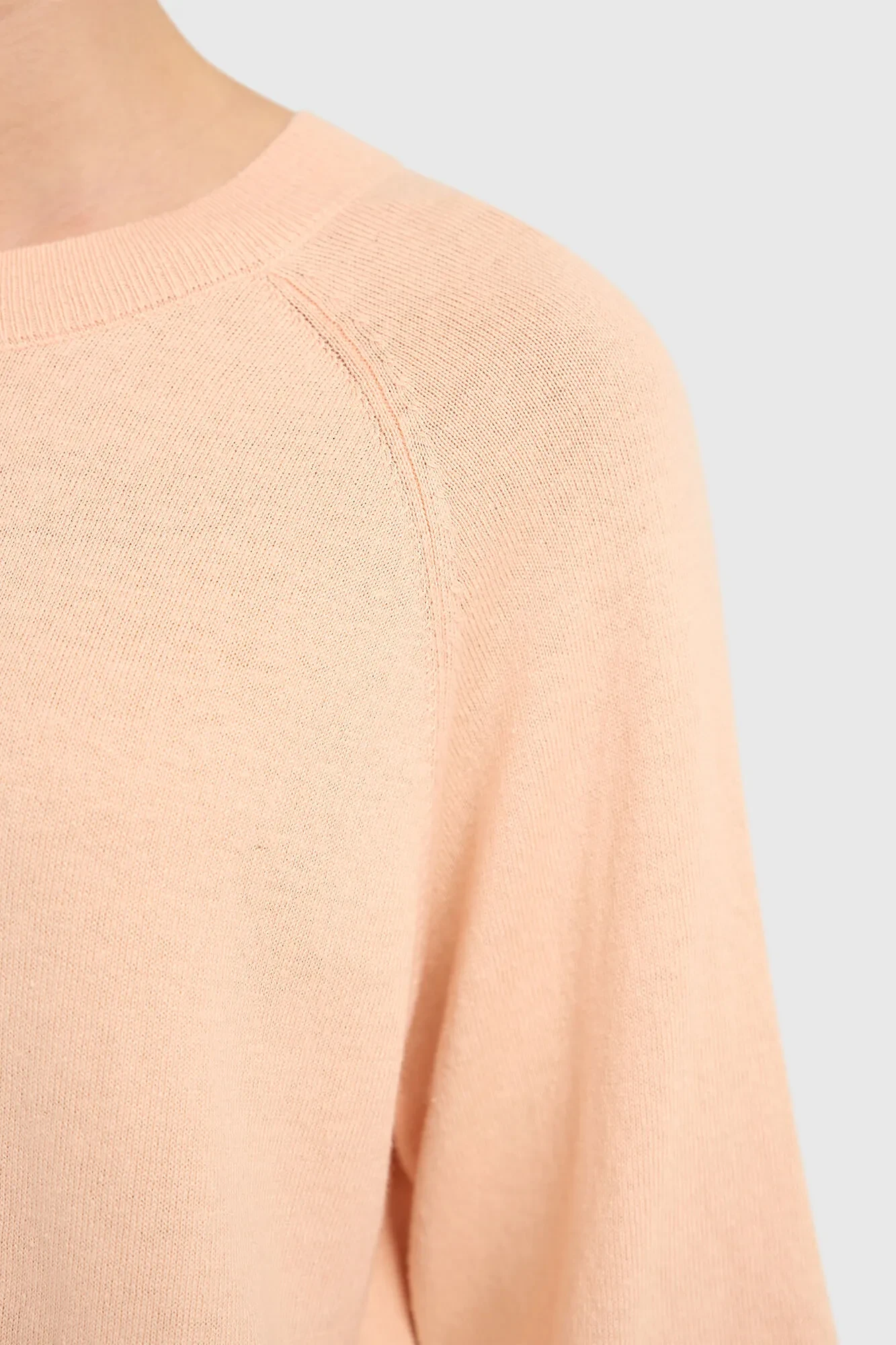 Cotton-Cashmere Knit Sweater in Moss Peach