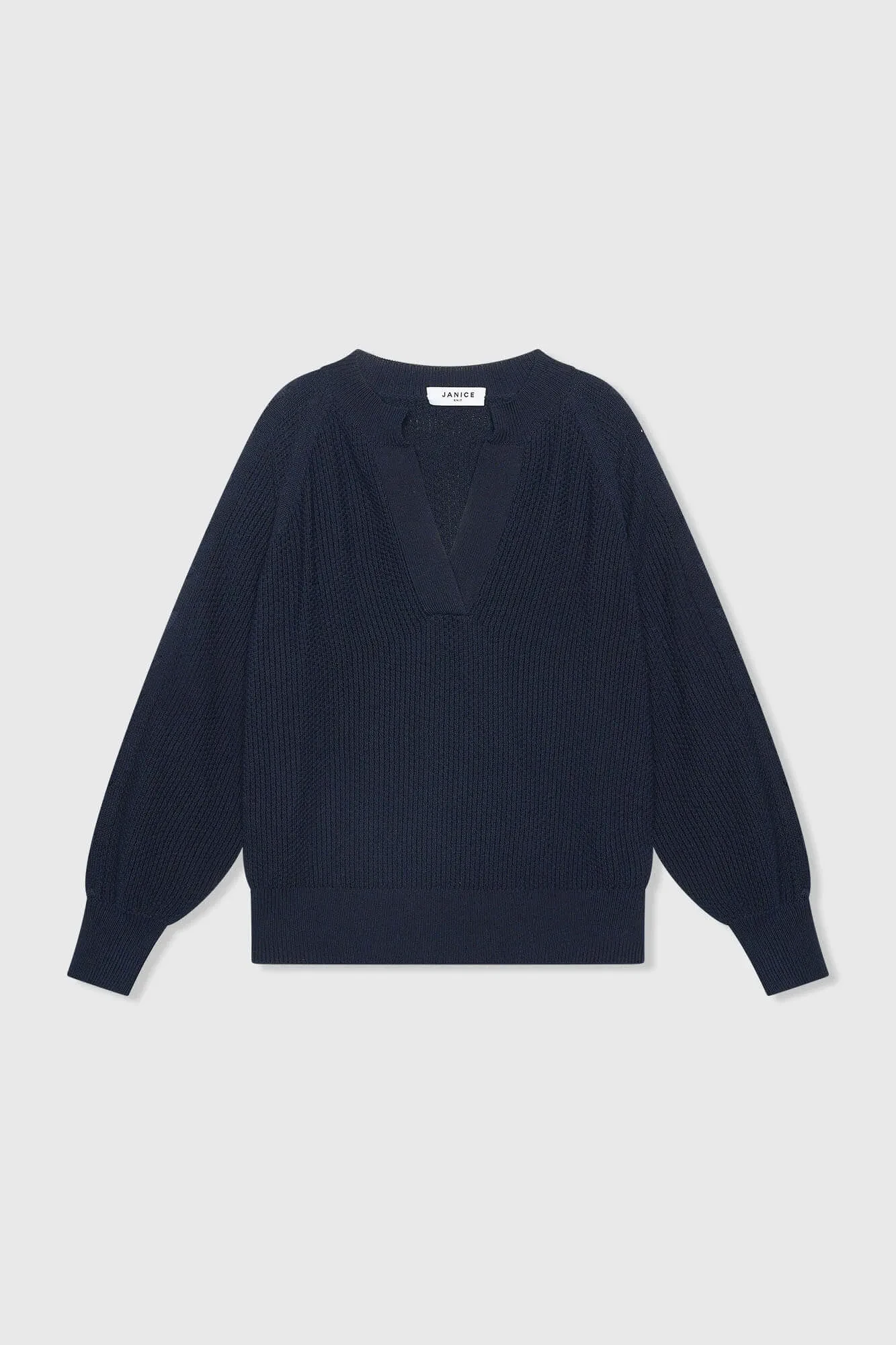 Katoenen Dames Trui Veters Mouwen Open Schouders Grove Blauw