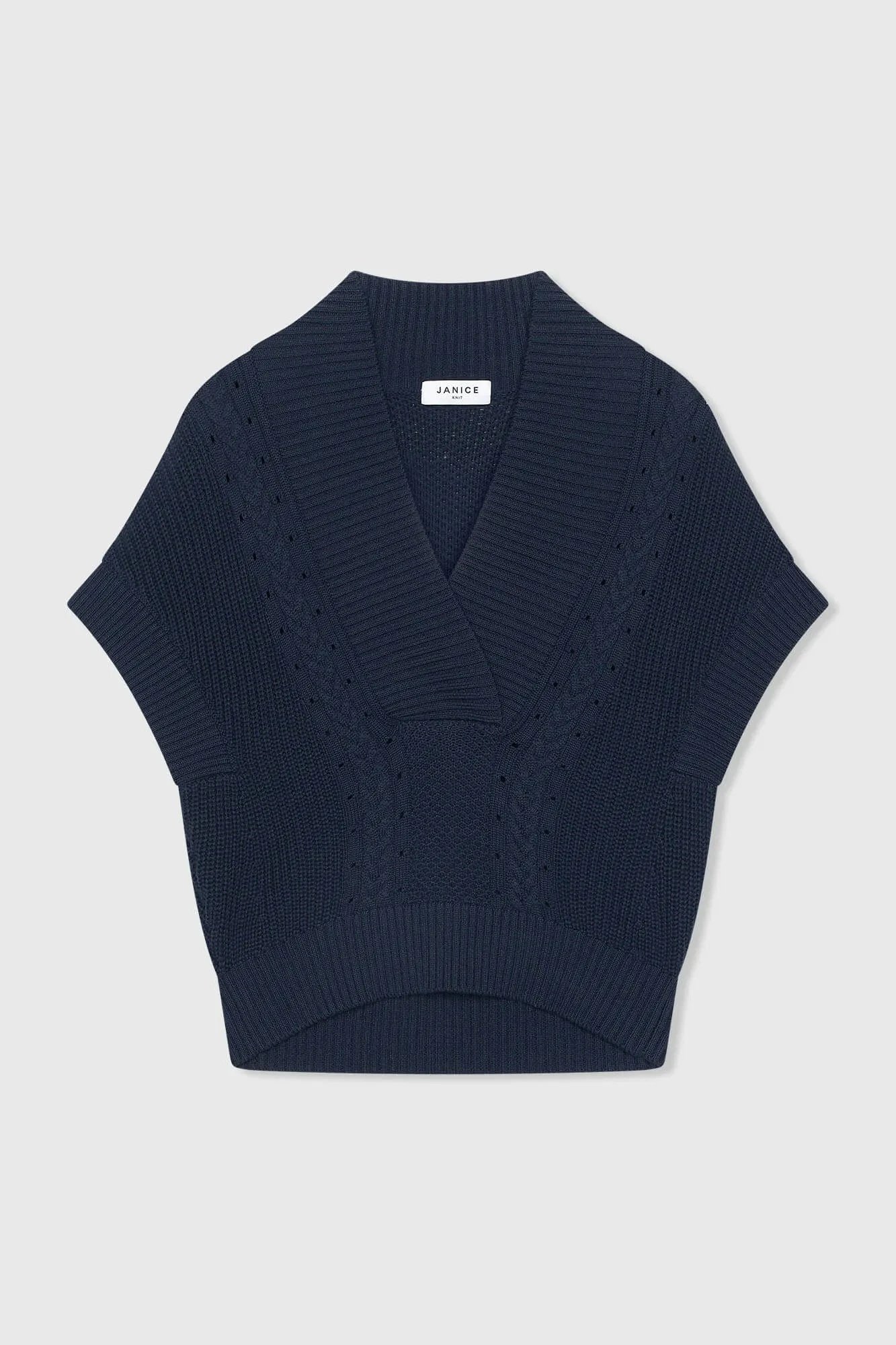 Katoenen Spencer Vest Kabel Dames Viggo Blauw