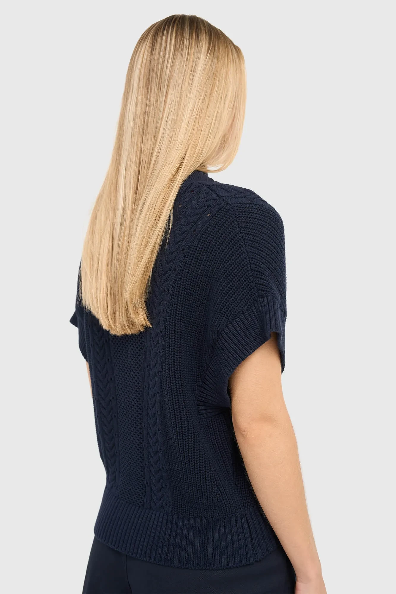 Women's Viggo Blue Cotton Cable-Knit Spencer Cardigan
