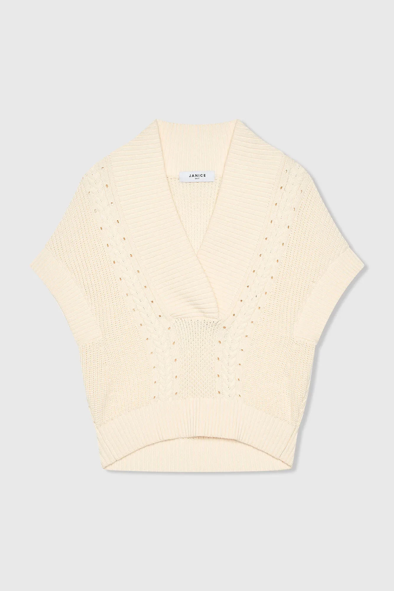 Baumwoll-Spencer-Strickjacke mit Zopfmuster für Damen, Viggo, Off-White
