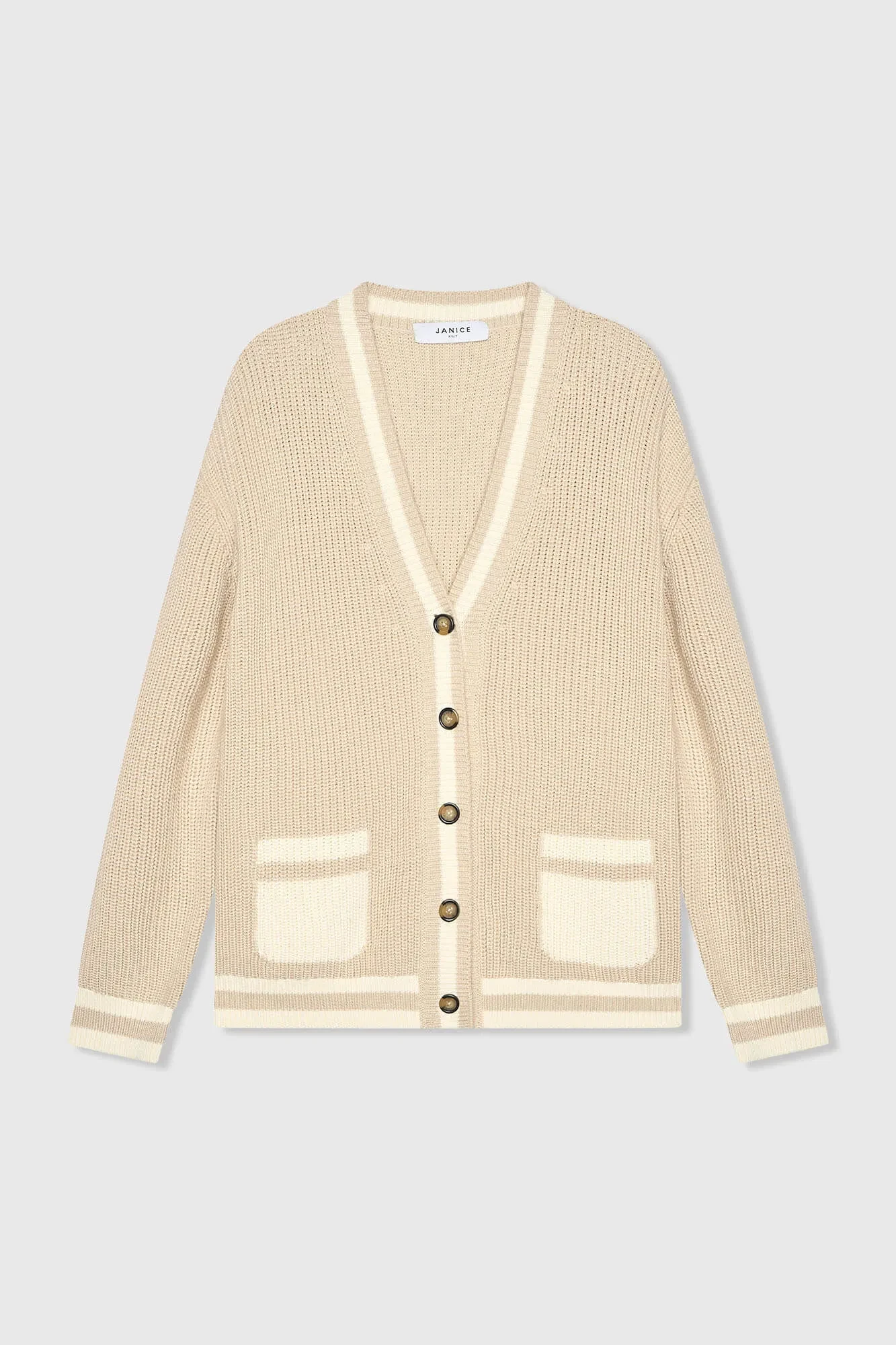 Baumwollstrickjacke mit Knöpfen für Damen, Mars, Beige