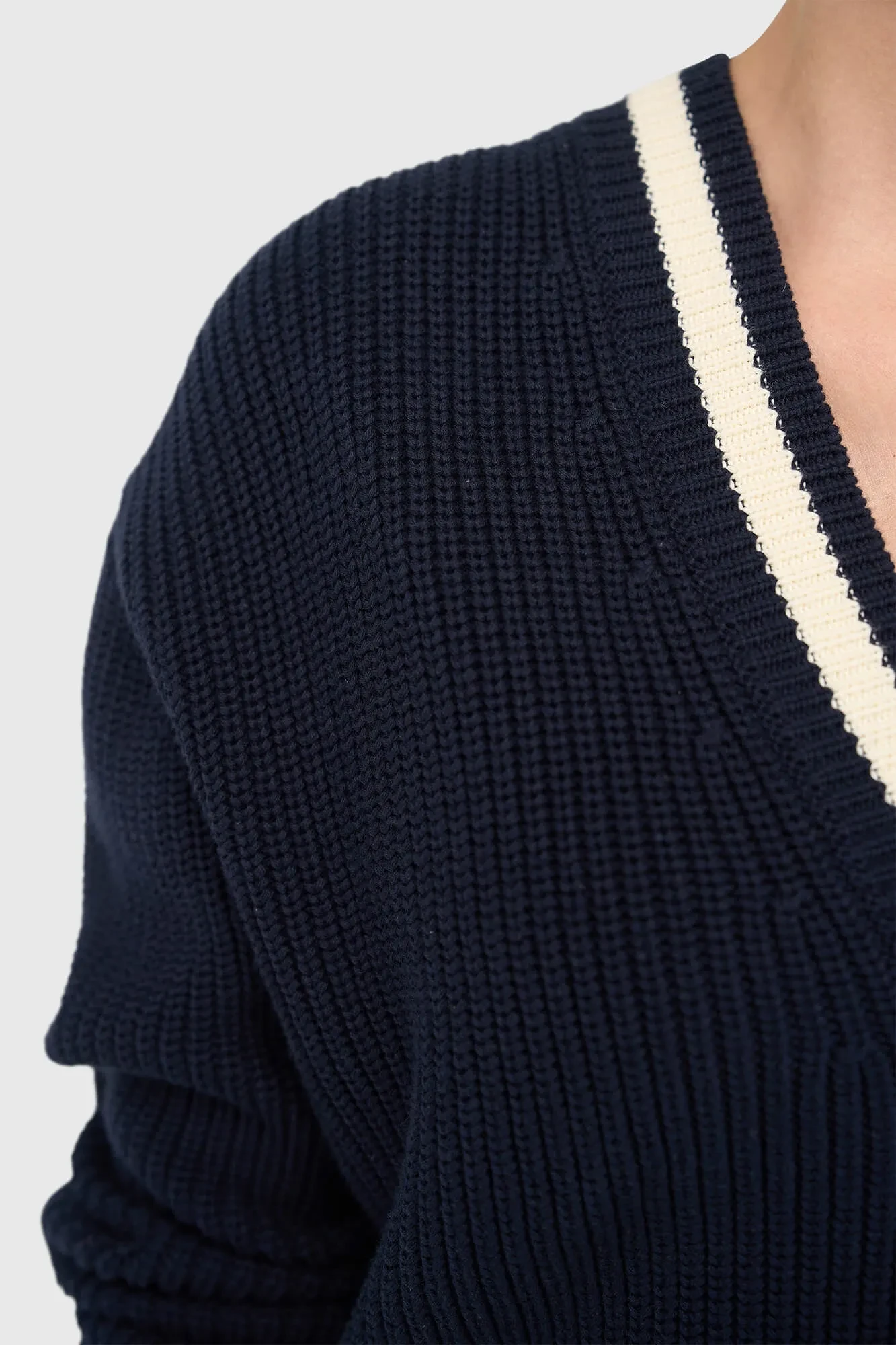 Baumwollstrickjacke mit Knöpfen für Damen, Marsblau
