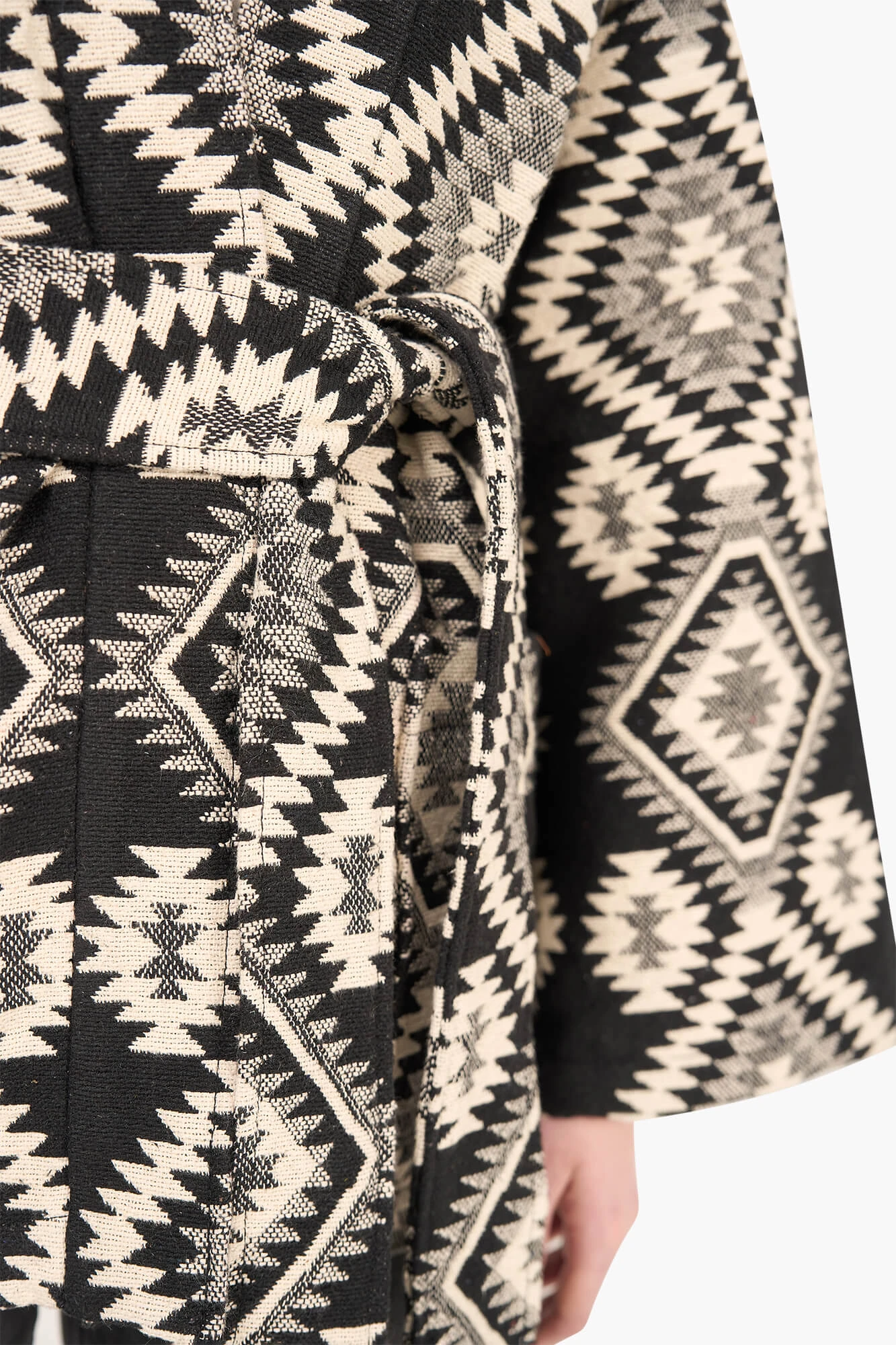 Kimono für Damen, Jacquard, Preston, Aztec, Schwarz