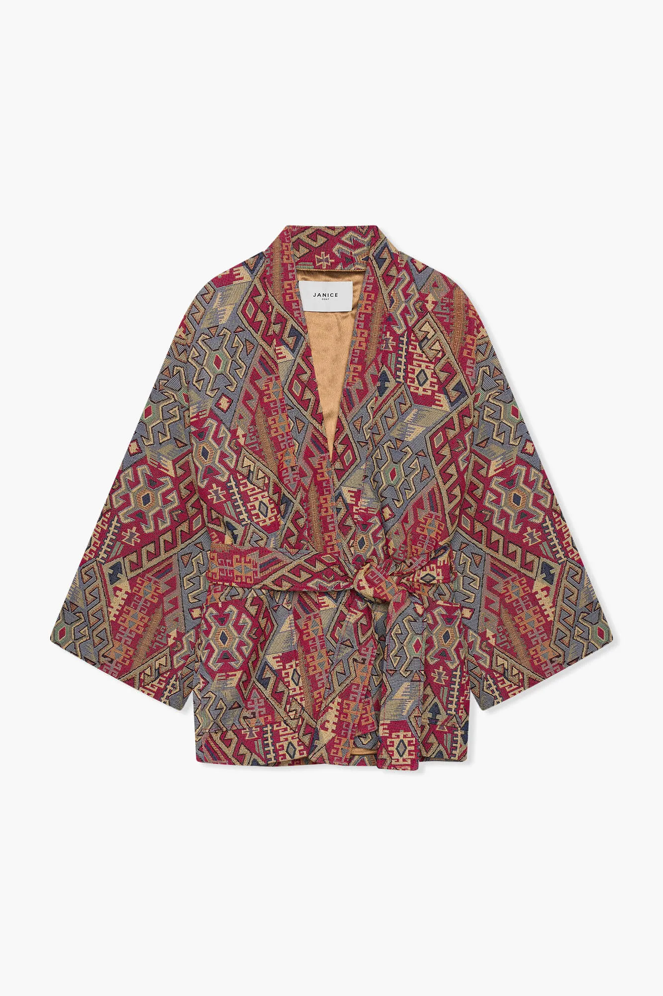 Kimono Jacquard Aztec Rood Dames