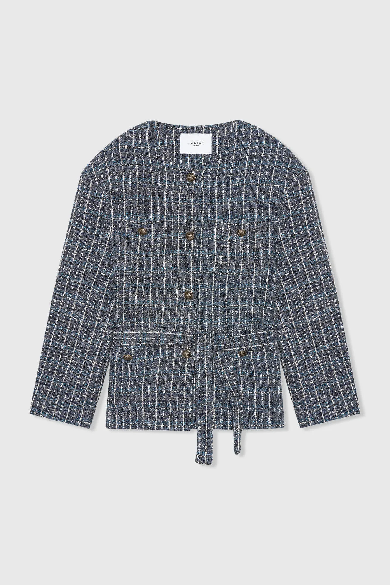 Women's Tweed Kimono Jacket, Blue, Harley