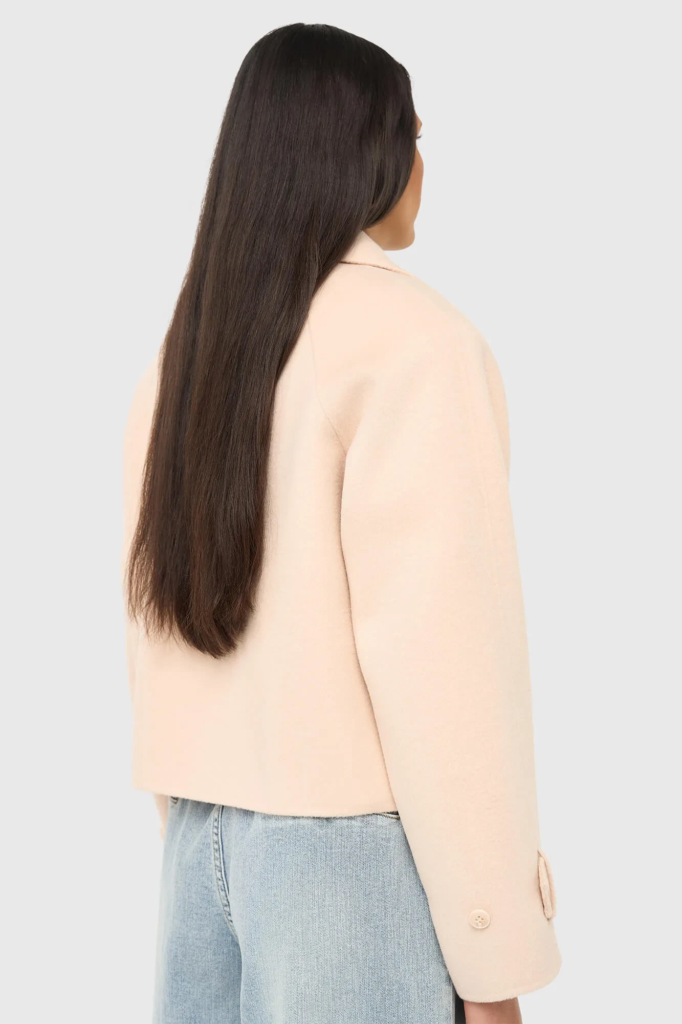 Short Double-Faced Cashmere Trench Coat in Peach by Floyd