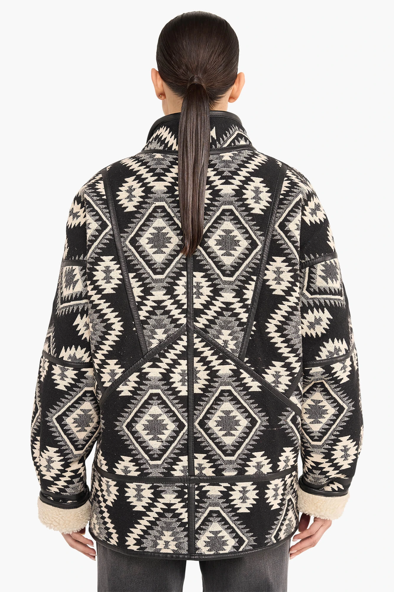 Jas Dames Zwart Creme Seth Aztec Jacquard