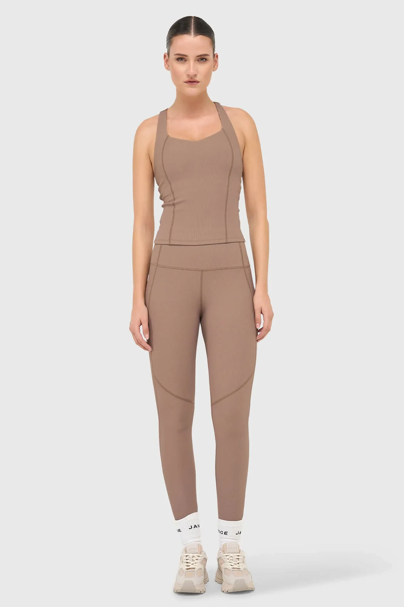 Leggings für Damen, Sportbekleidung, Active Wear, Ye, braun, gerippt