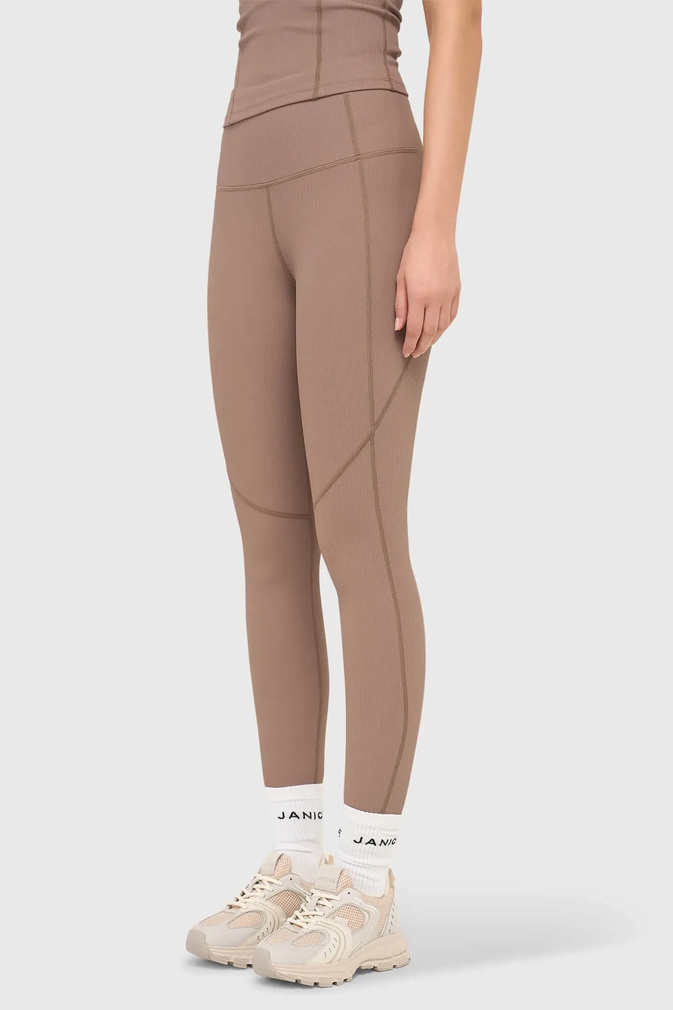 Leggings für Damen, Sportbekleidung, Active Wear, Ye, braun, gerippt