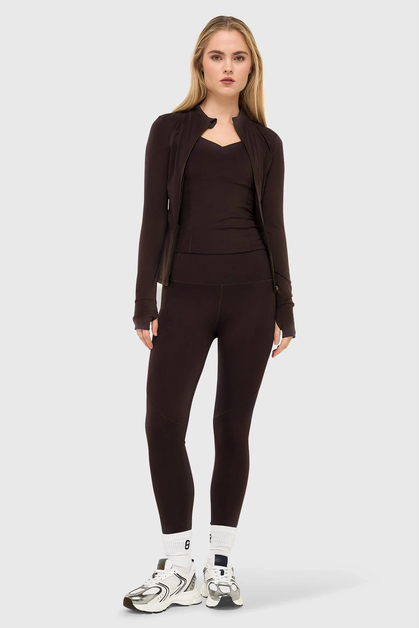 Leggings für Damen, Sportbekleidung, Ye, Dunkelbraun