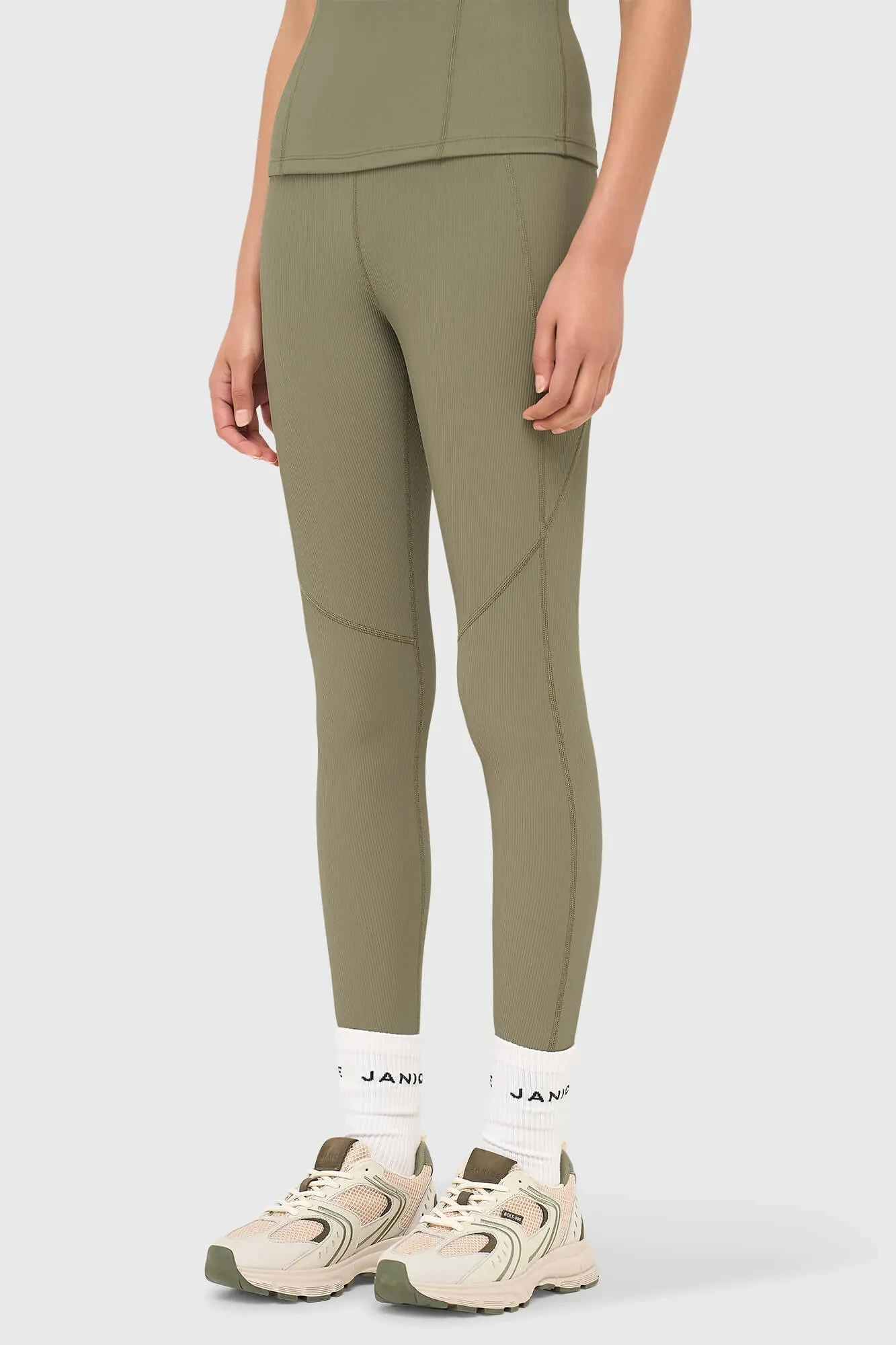 Legging Dames Sport Active Wear Ye Groen Rib