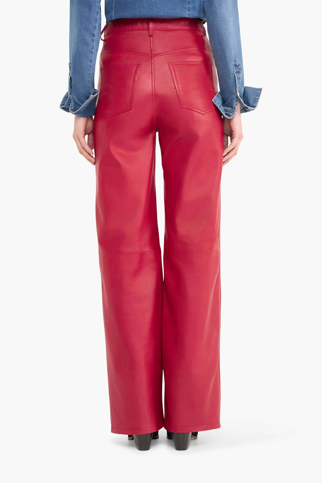 Lederhose für Damen, gerader Schnitt, Jason, rot