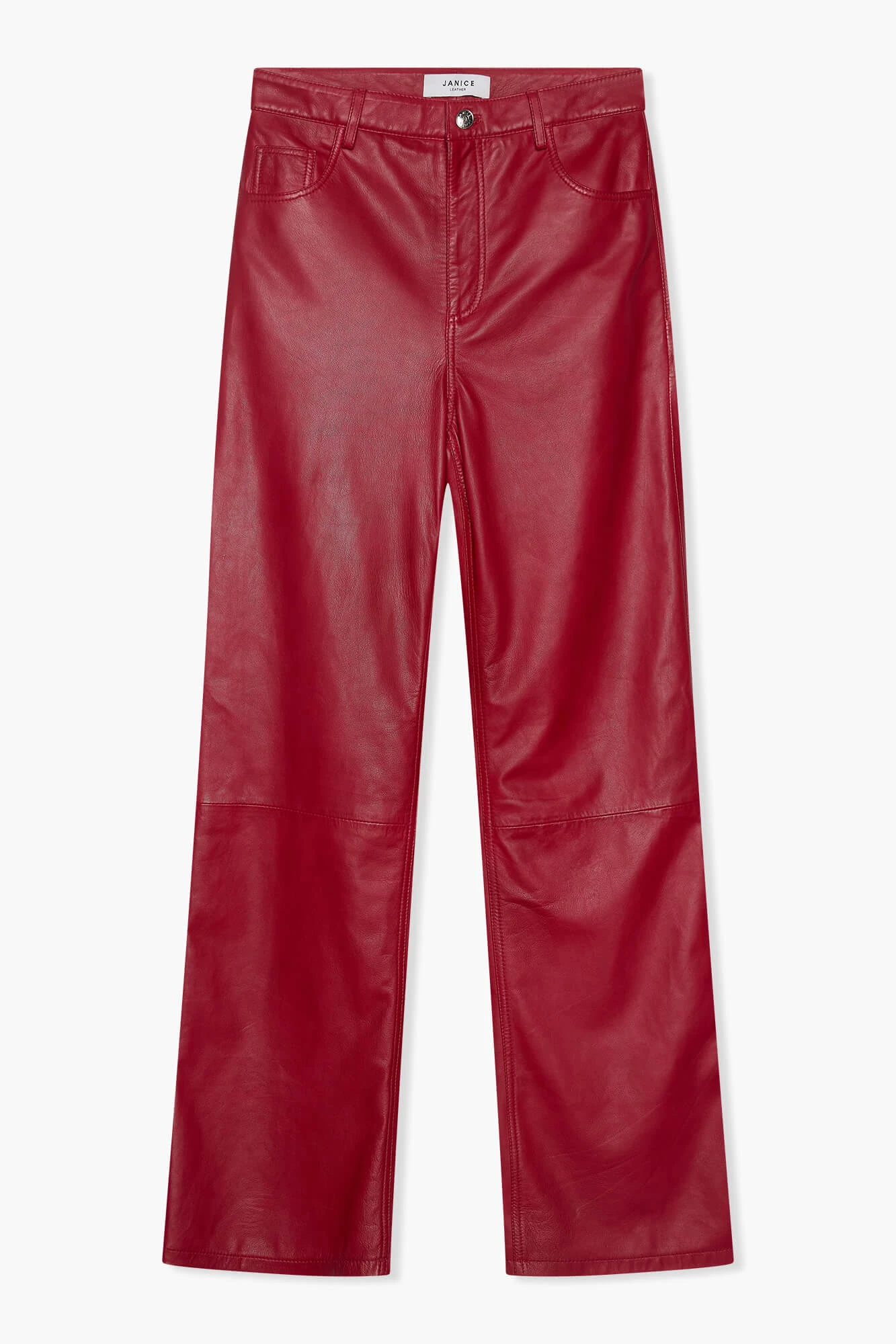 Lederhose für Damen, gerader Schnitt, Jason, rot