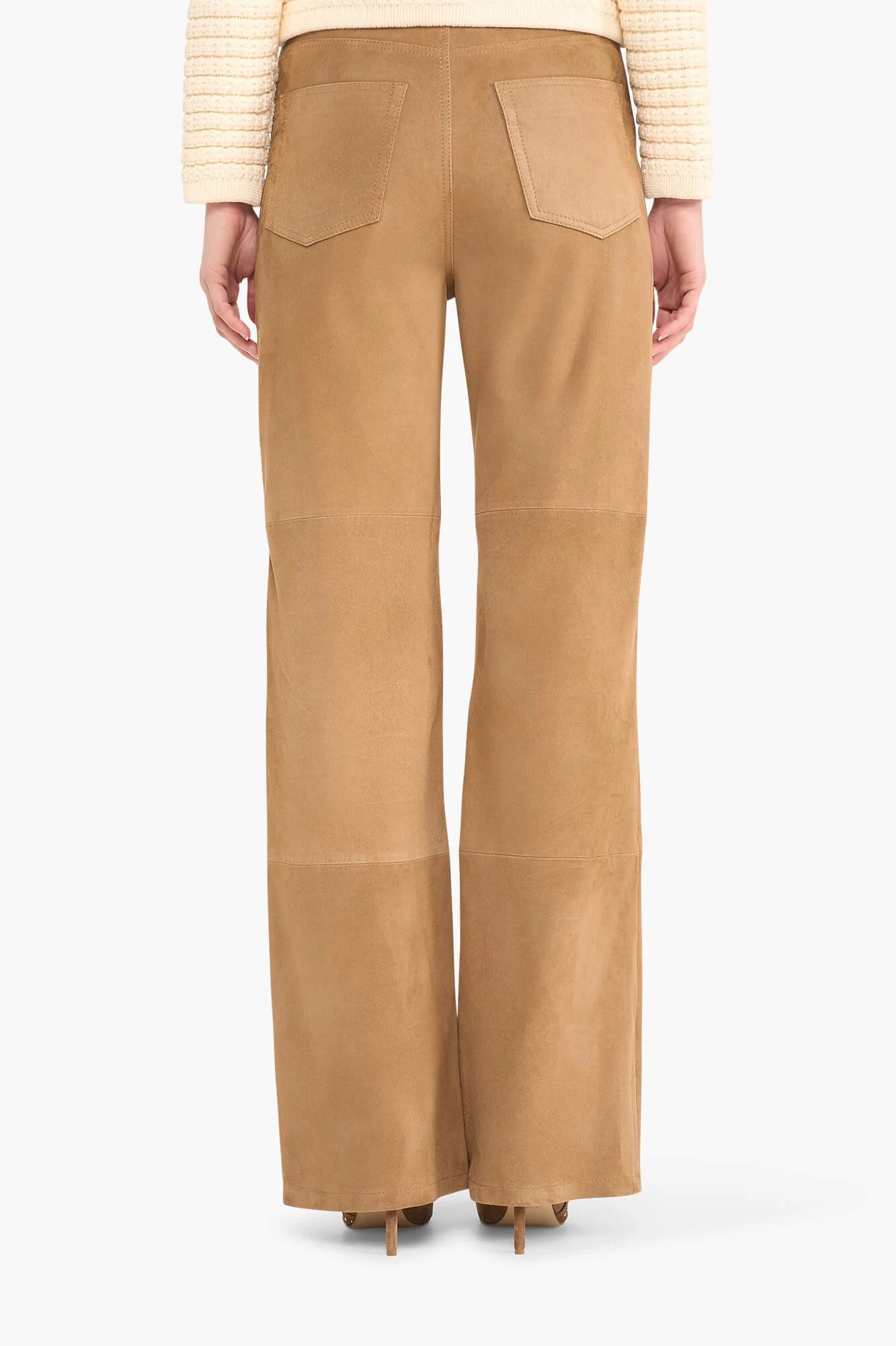 Women's Suede Straight-Leg Leather Pants - Jason Cognac
