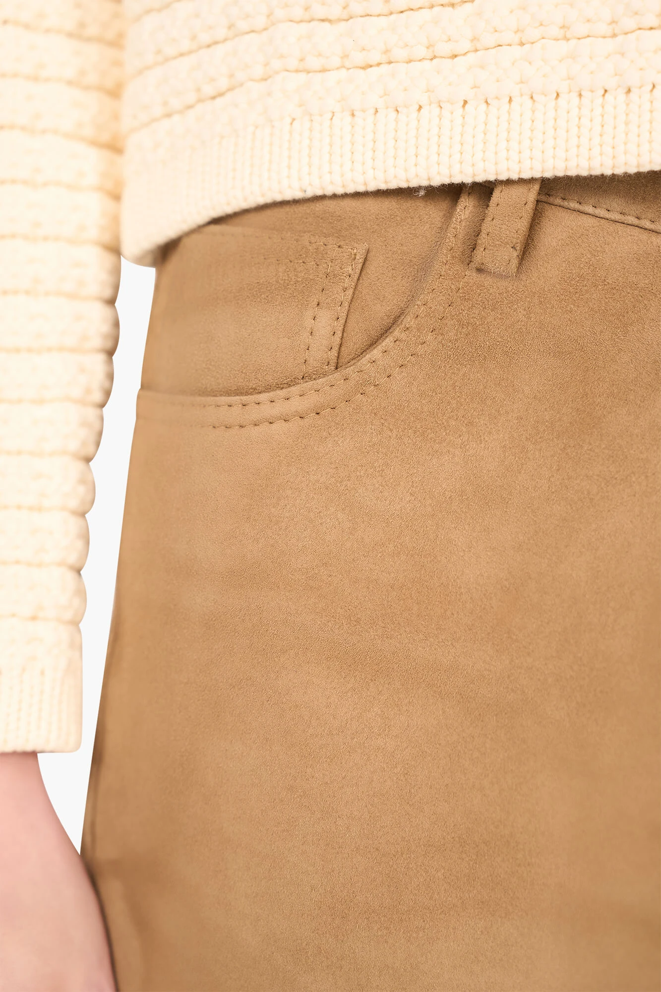 Women's Suede Straight-Leg Leather Pants - Jason Cognac