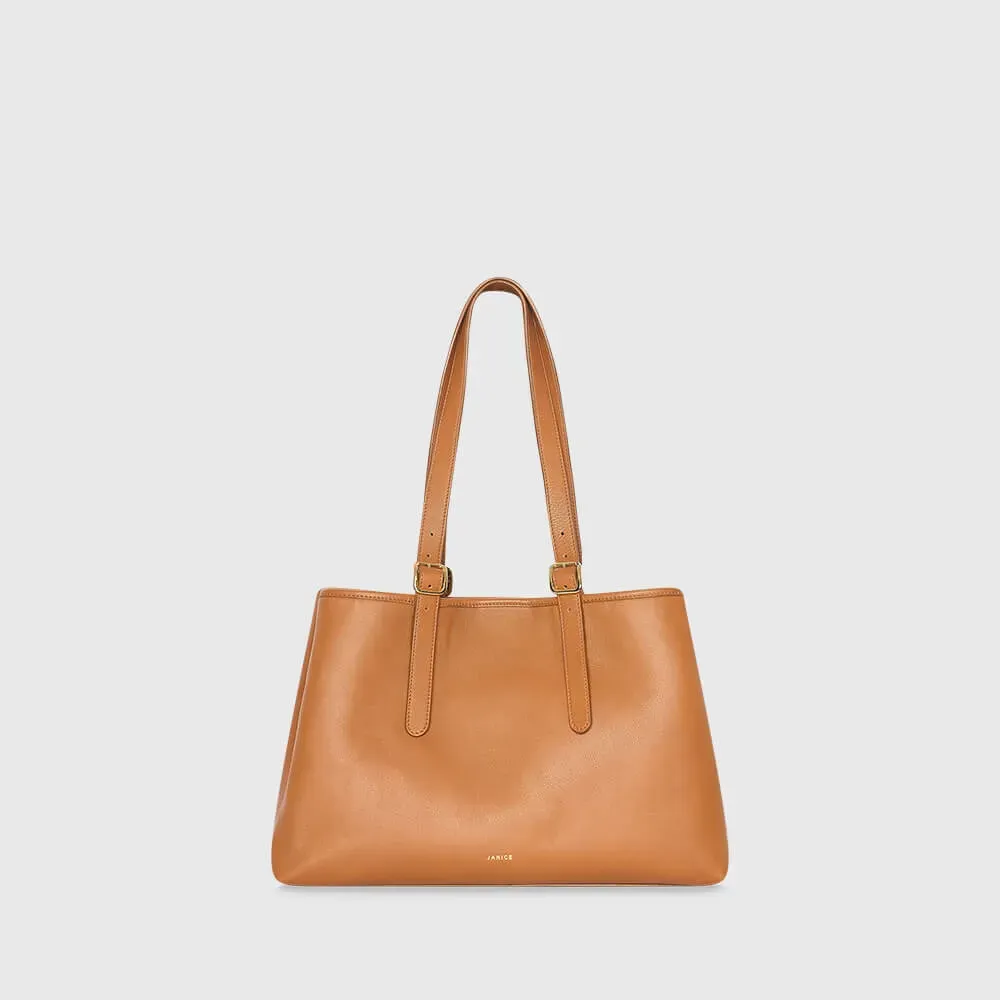 Leren Dames Handtas Shopper Harper Camel