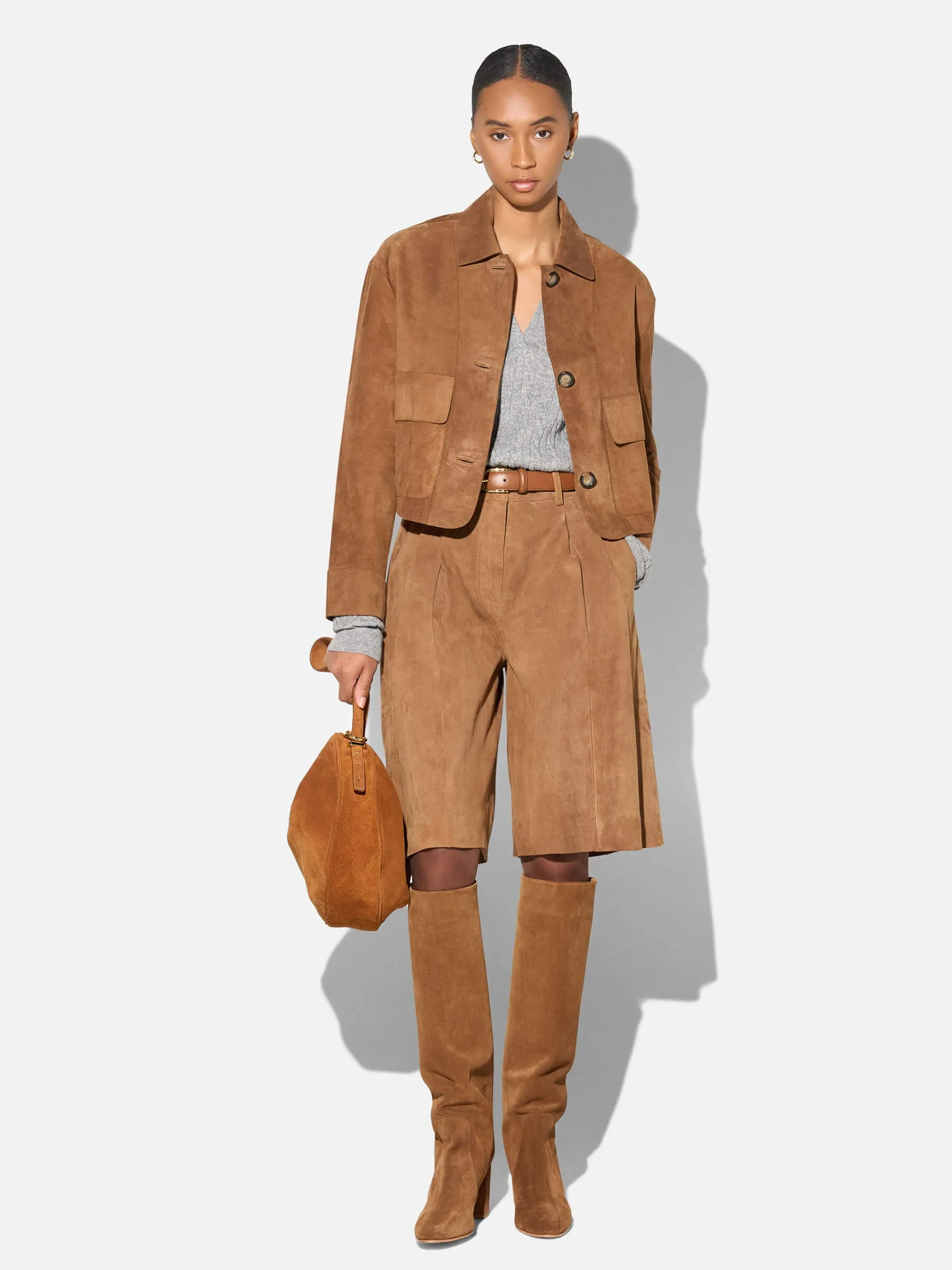 Leren Dames Jack Knopen William Suede Cognac