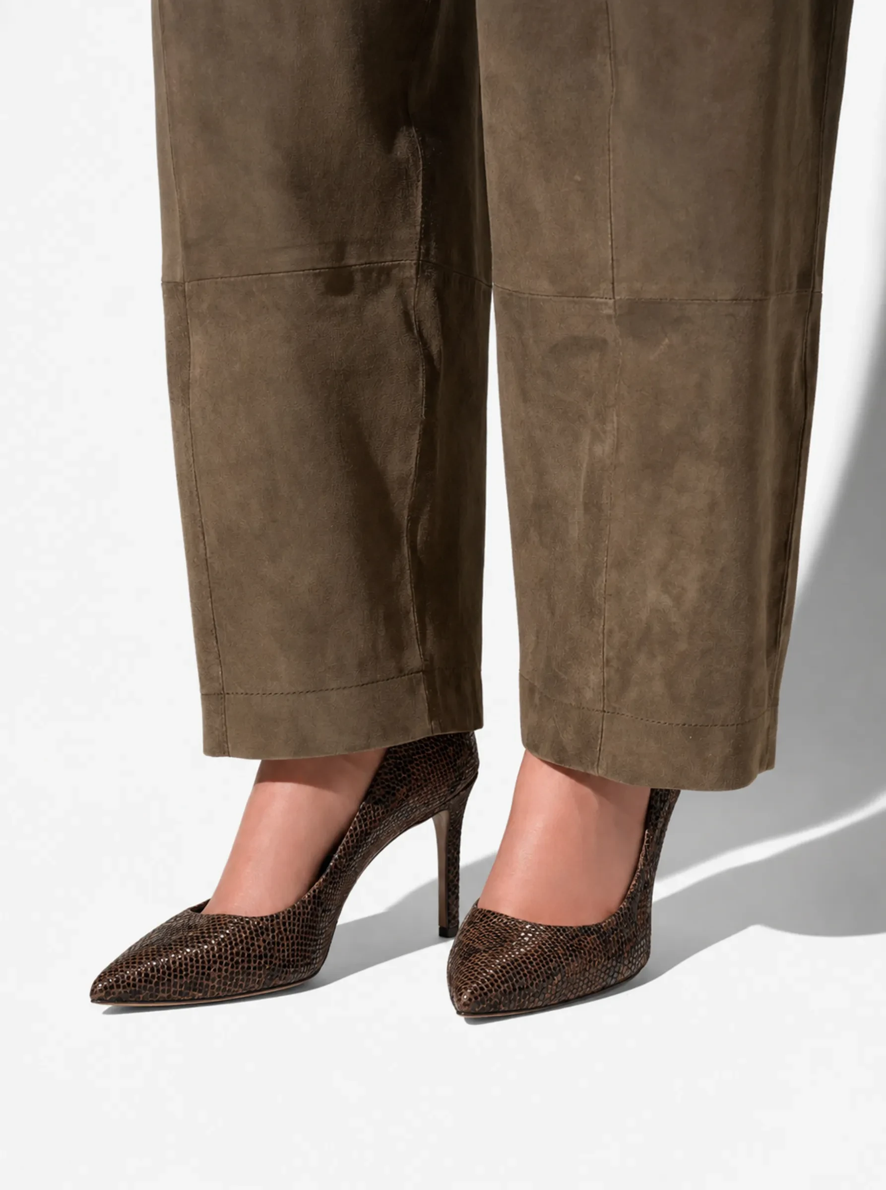Leren Dames Pumps Dean Slangenprint Bruin